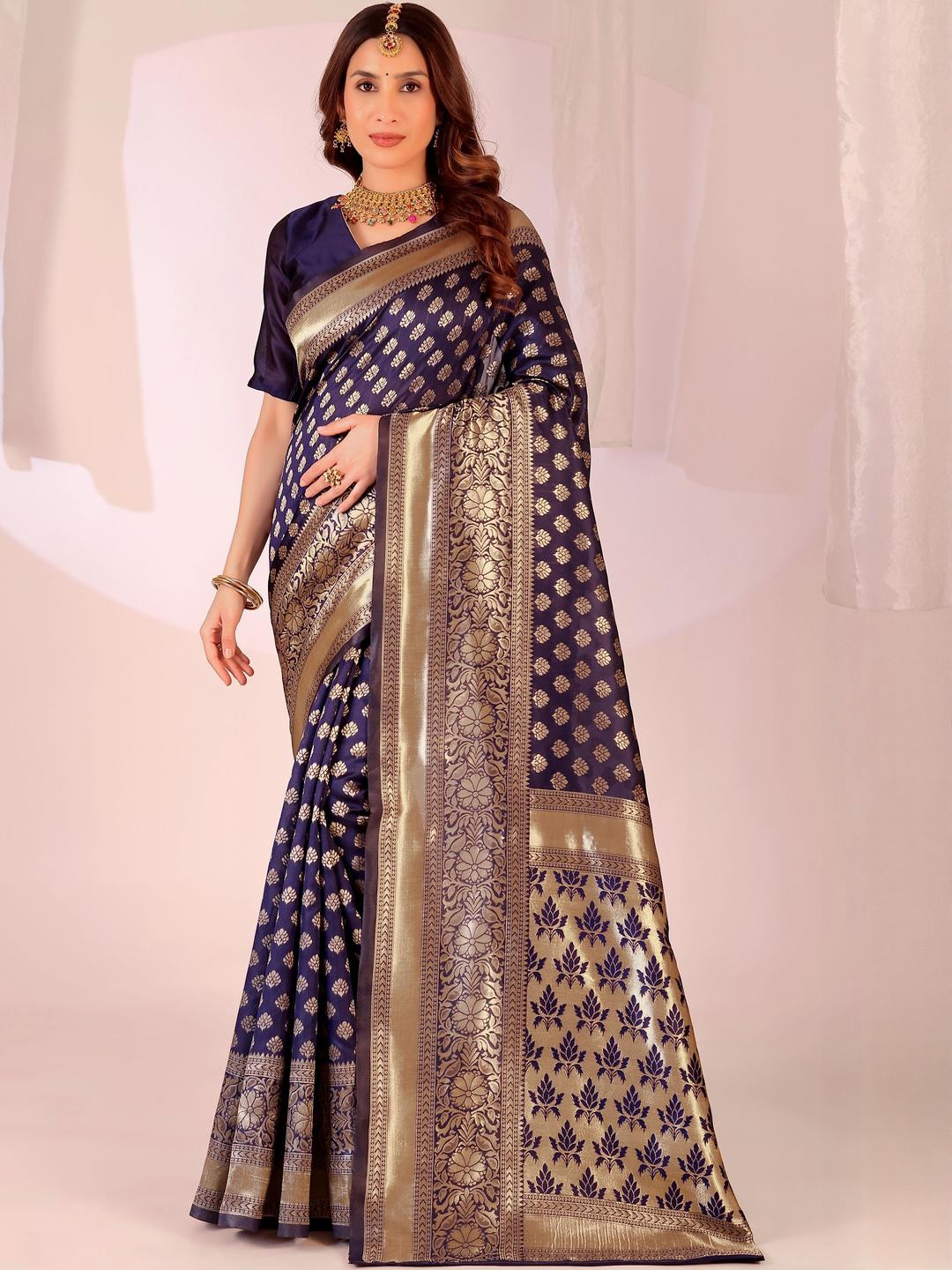KALINI Floral Silk Banarasi Saree