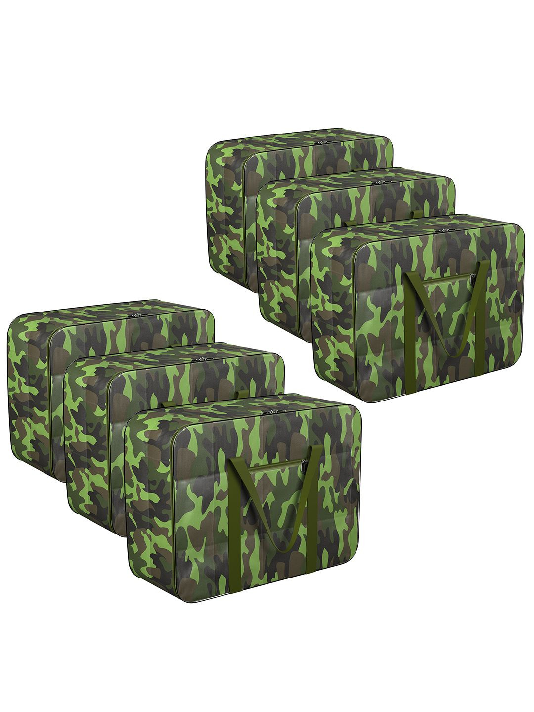 Kuber Industries Green & Black 6 Pieces Printed Under Bed Storage Organisers