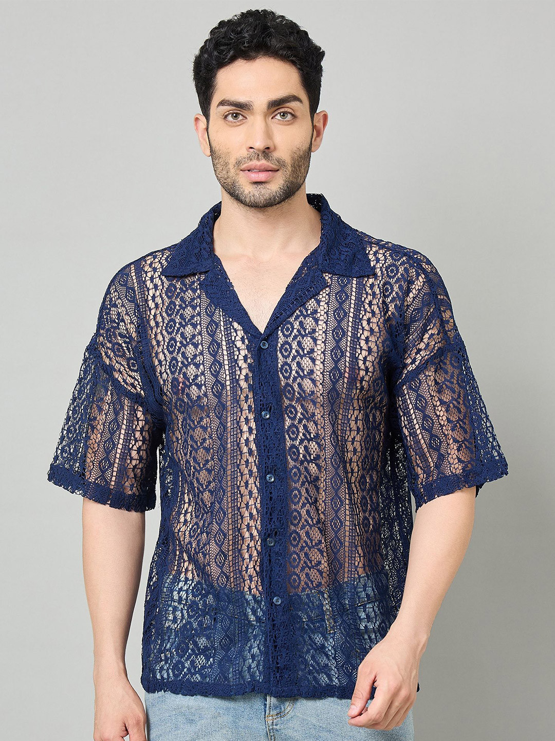 ZYNG Sheer Boxy Fit Casual Shirt