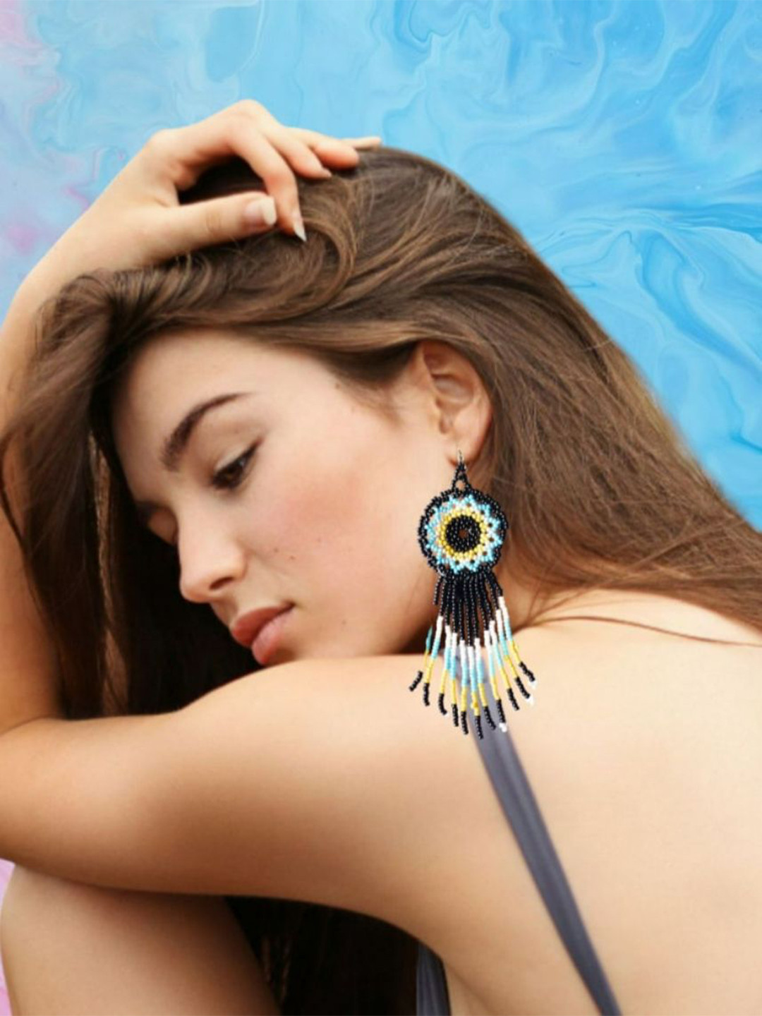 Evince MODE Artificial Beads Beaded Contemporary Drop Earrings