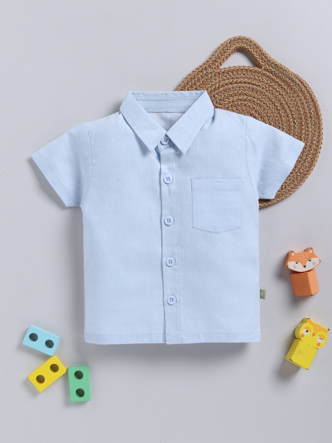 Moms Love Infant Boys Pure Cotton Dobby Shirt