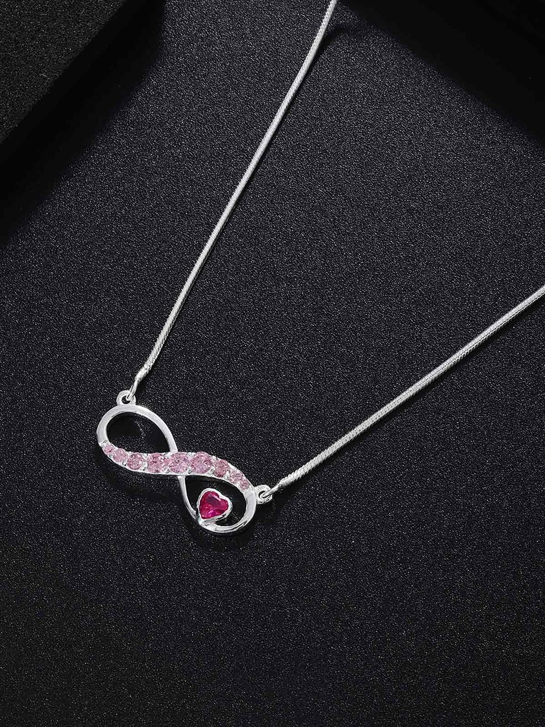 Tweov Jewels Women 925 Sterling Silver Silver-Plated CZ Infinity Love Chain Necklace