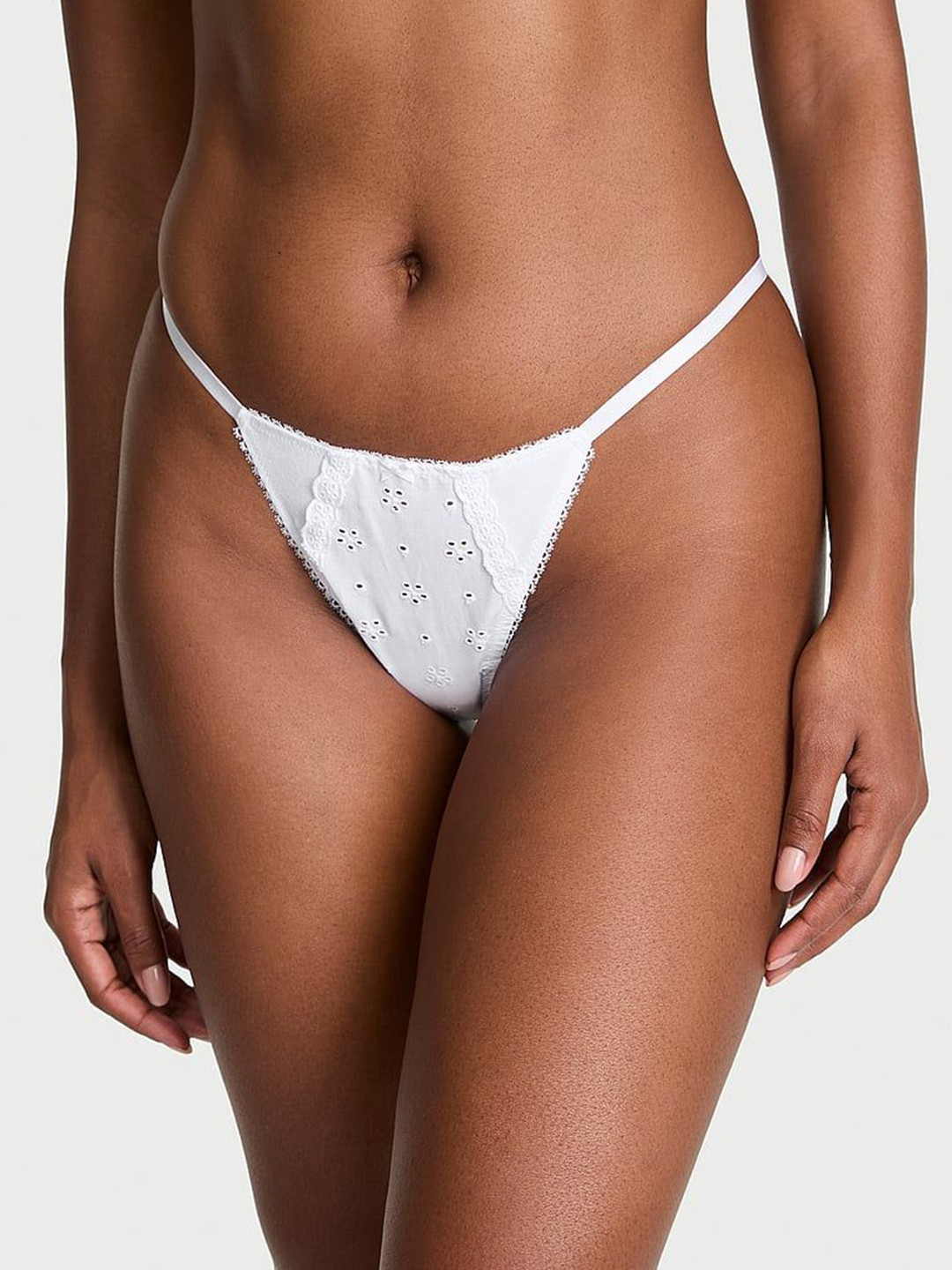 Victoria's Secret Self-Designed Pure Cotton Low-Rise Eyelet V-String Thong Briefs 11265607