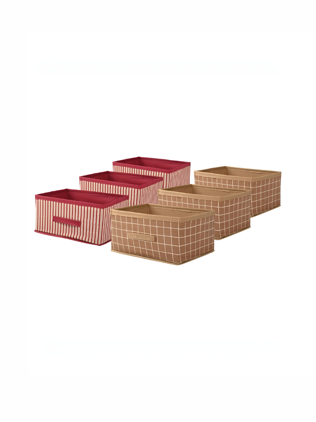 Aura Beige 6 Pcs Foldable Multi-purpose Cloth Organizer for Storage Box Drawing Handle