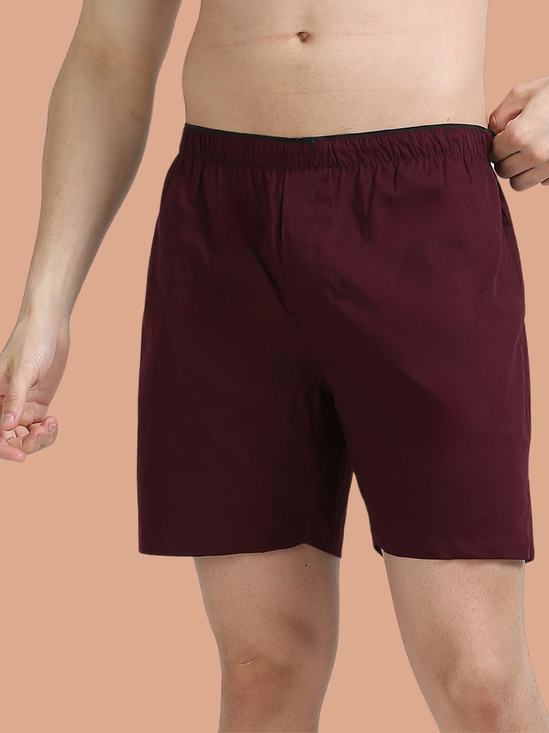 SWISS HORN  Pure Cotton Boxer Shorts Maroon M