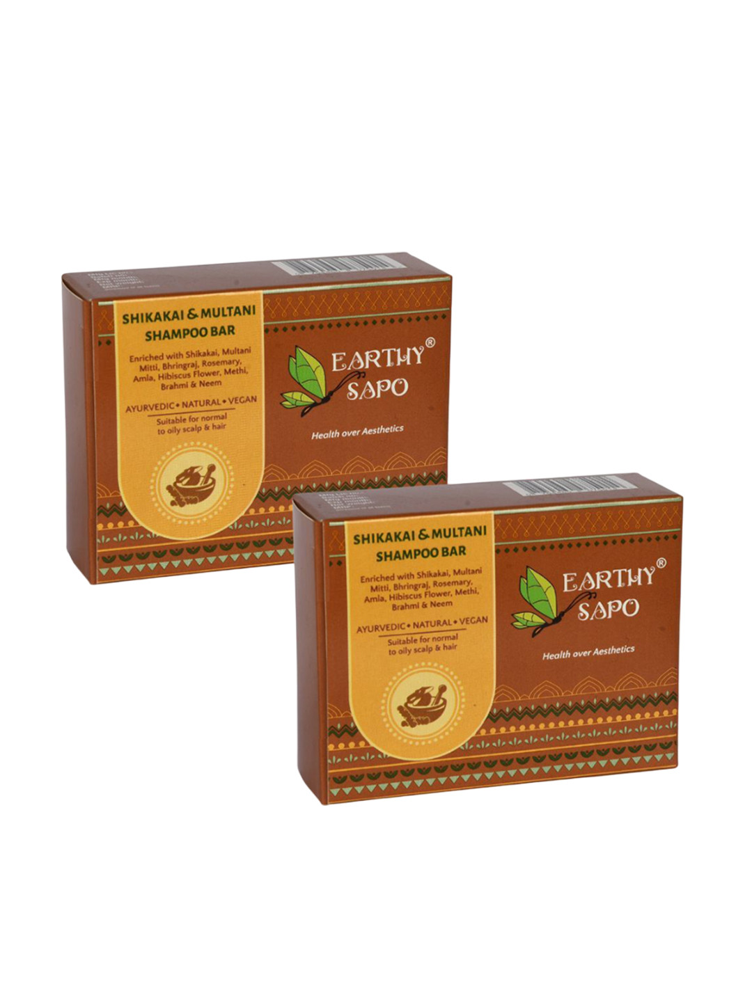 EARTHY SAPO Set Of 2 Shikakai & Multani Shampoo Bar - 100 g Each