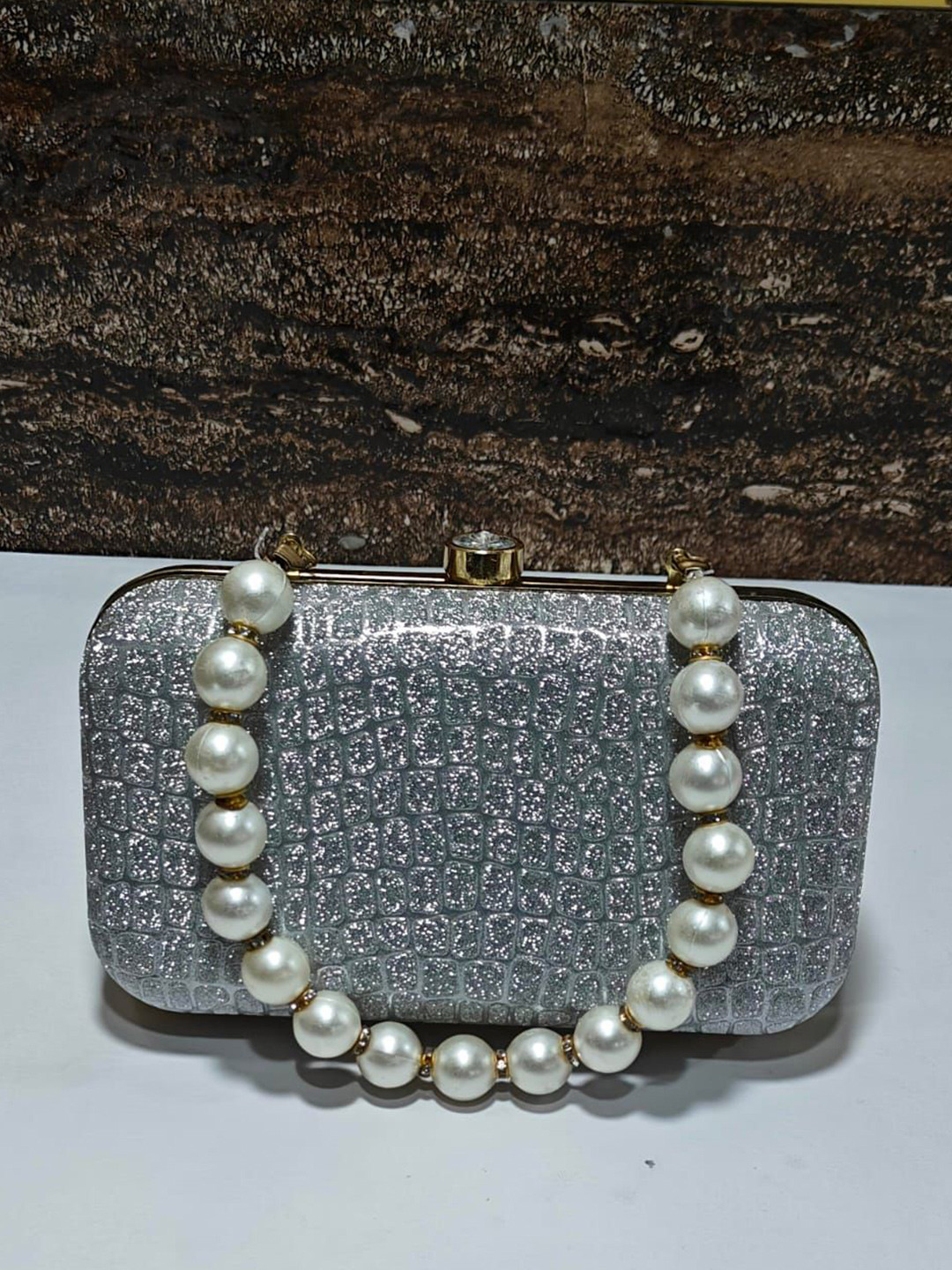 SPADEACES Embellished Elegent Sparkling Box Clutch