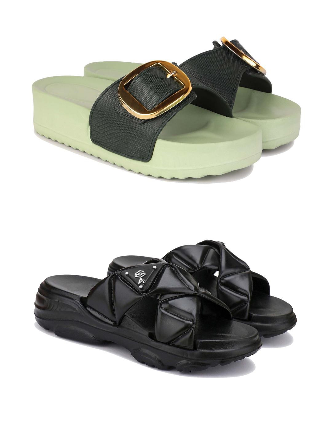 DRACKFOOT Women Set of 2 Chunky Flip Flops