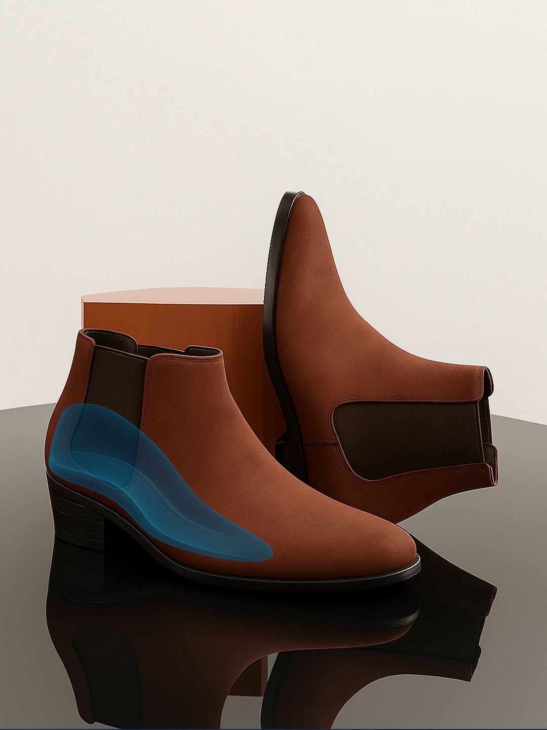 Bxxy Men 9 Cm Hidden Height Increasing Casual Block-Heel Chelsea Boot