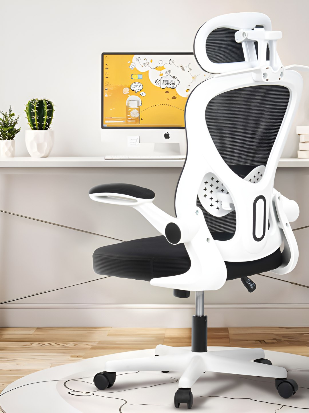 DROGO White Flip-up Armrest StudyChair