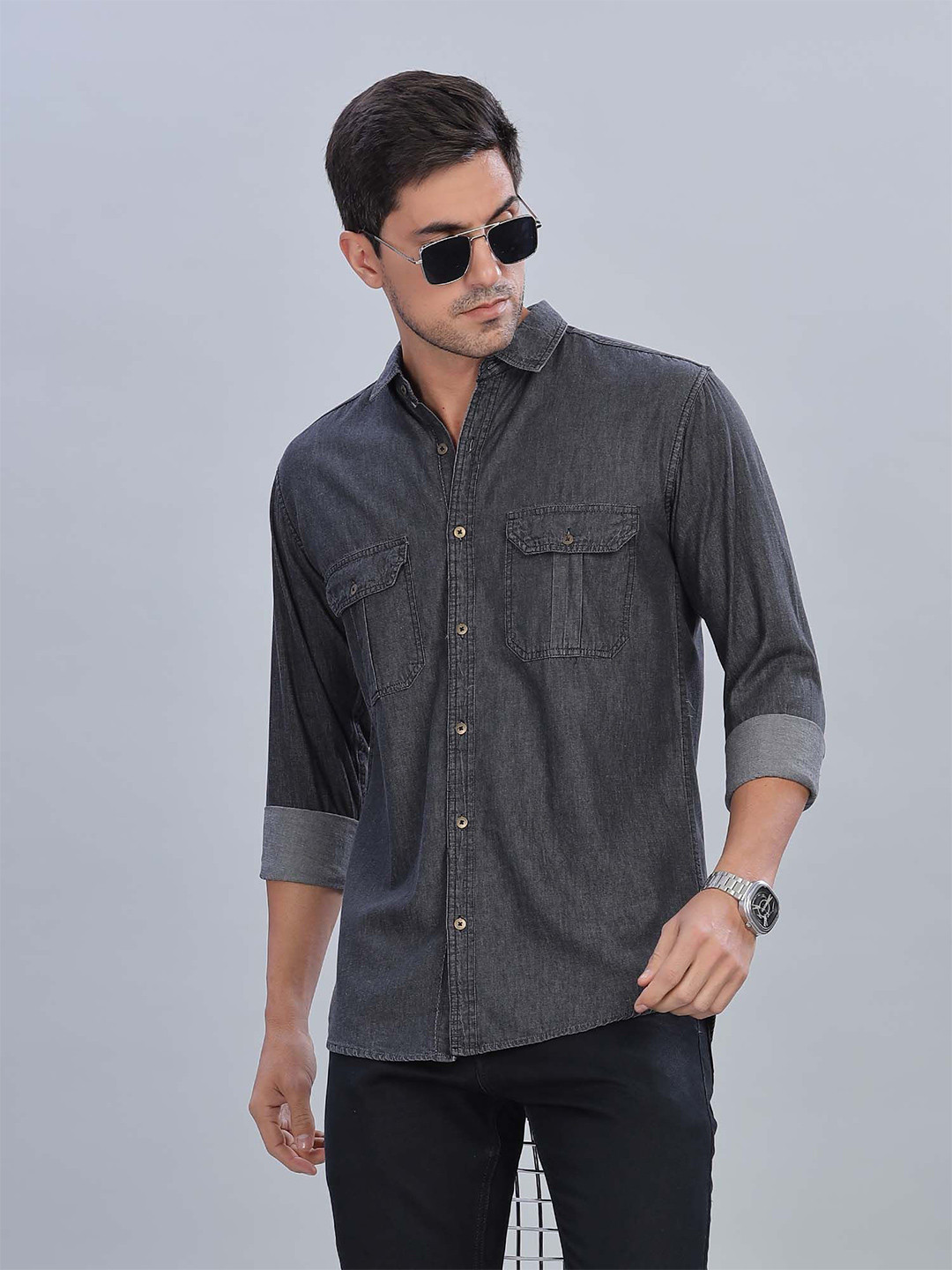 7TH LEGION Men Smart Fit Textured Spread Collar Casual Shirt