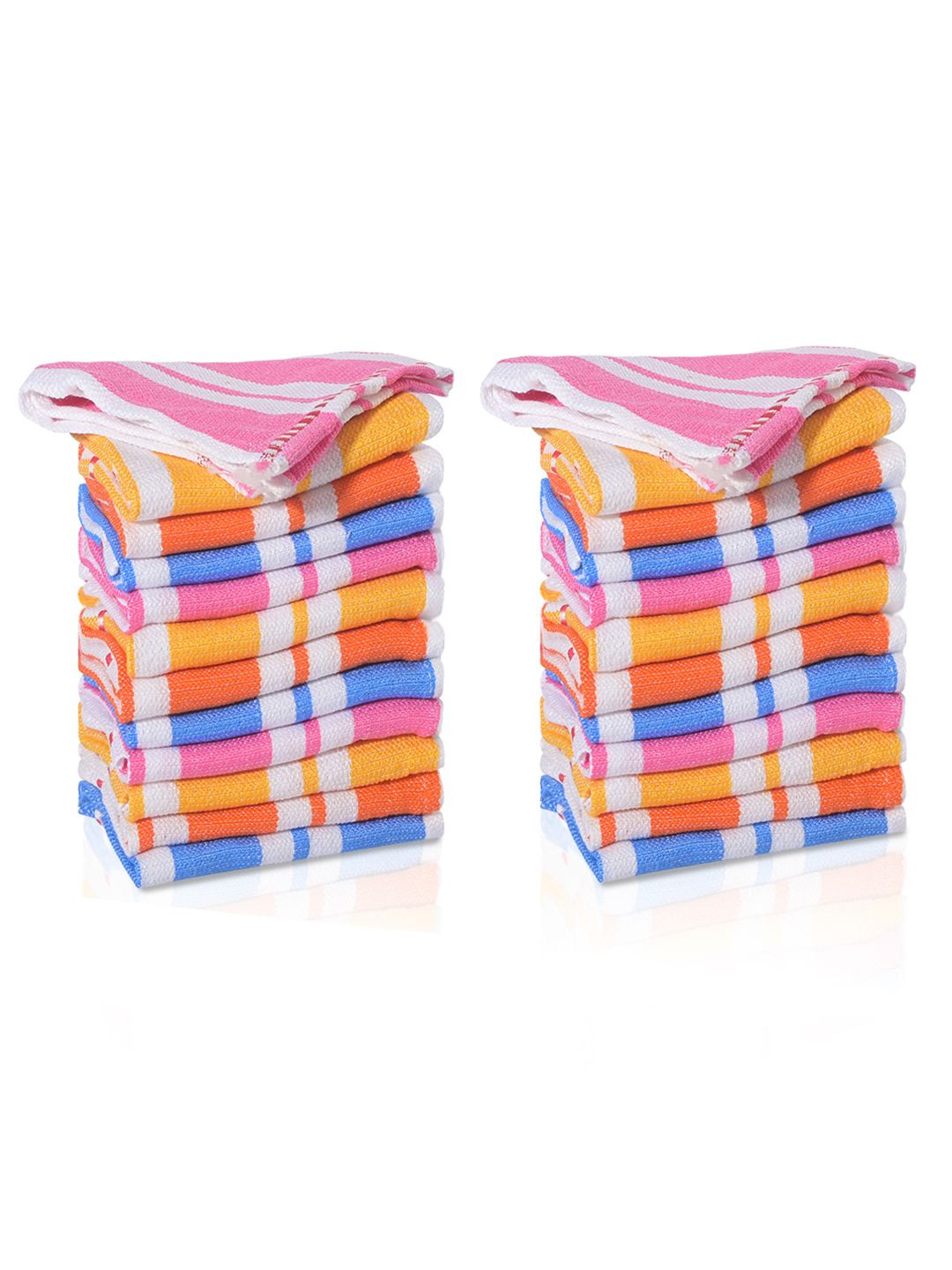Kuber Industries Orange & Pink 24 Pieces Reusable Cotton Kitchen Cleaning Towels