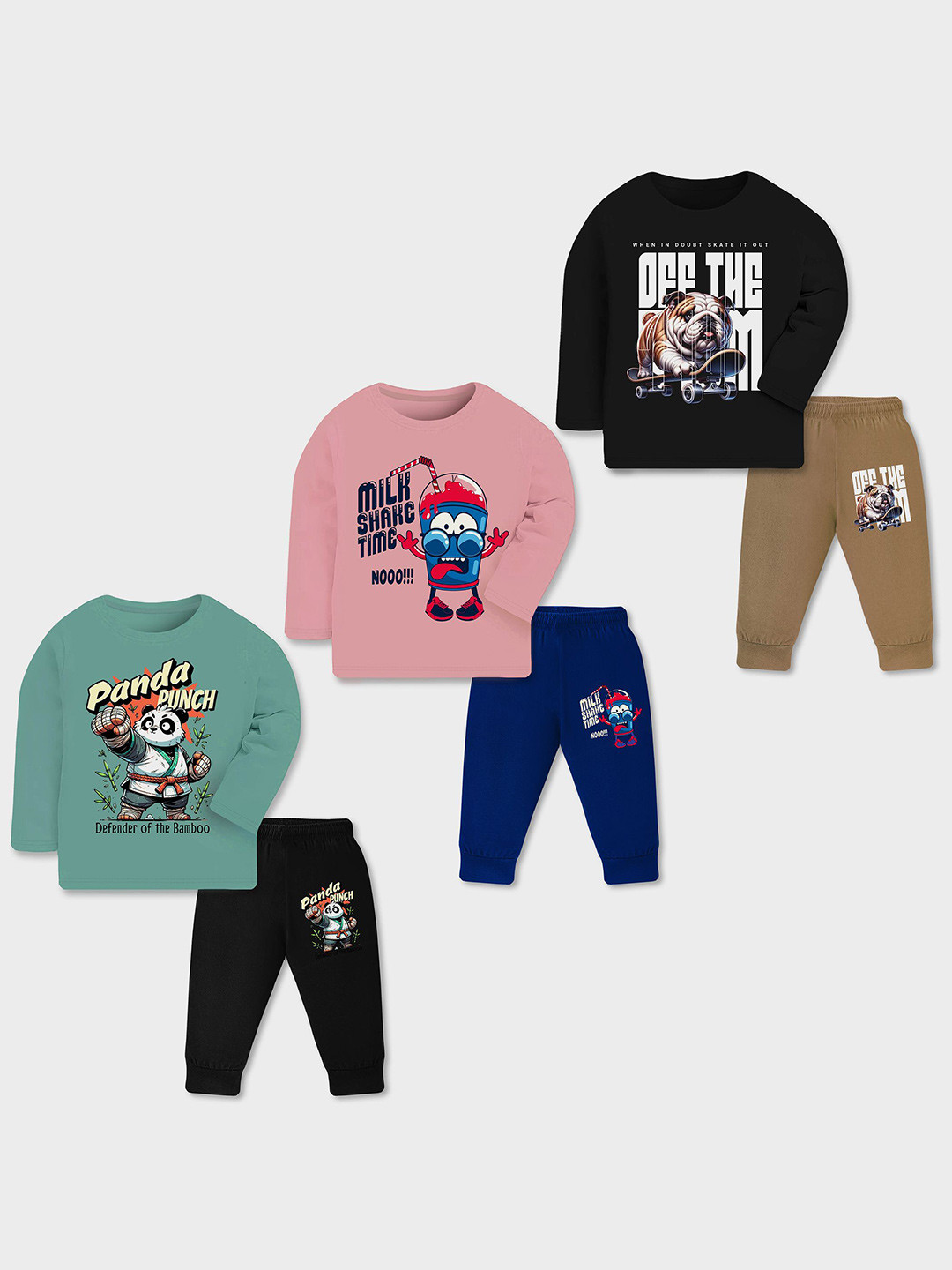 Lavi-Tavi Kids Pack Of 3 Printed T-Shirts With Joggers