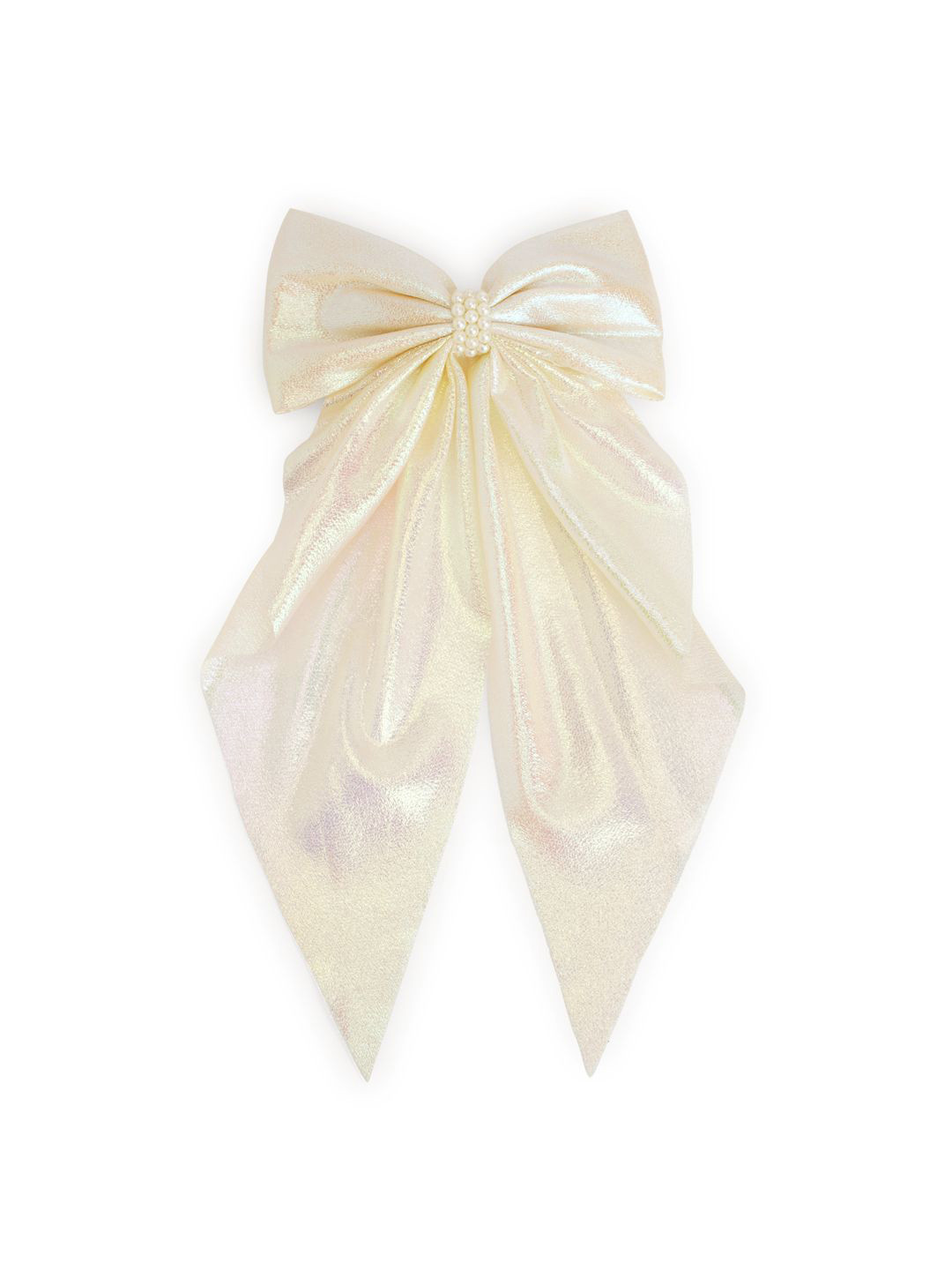 RIBBON CANDY Girls Ribbon Candy Shiny Big Scarf with Pearls On Barette Clip