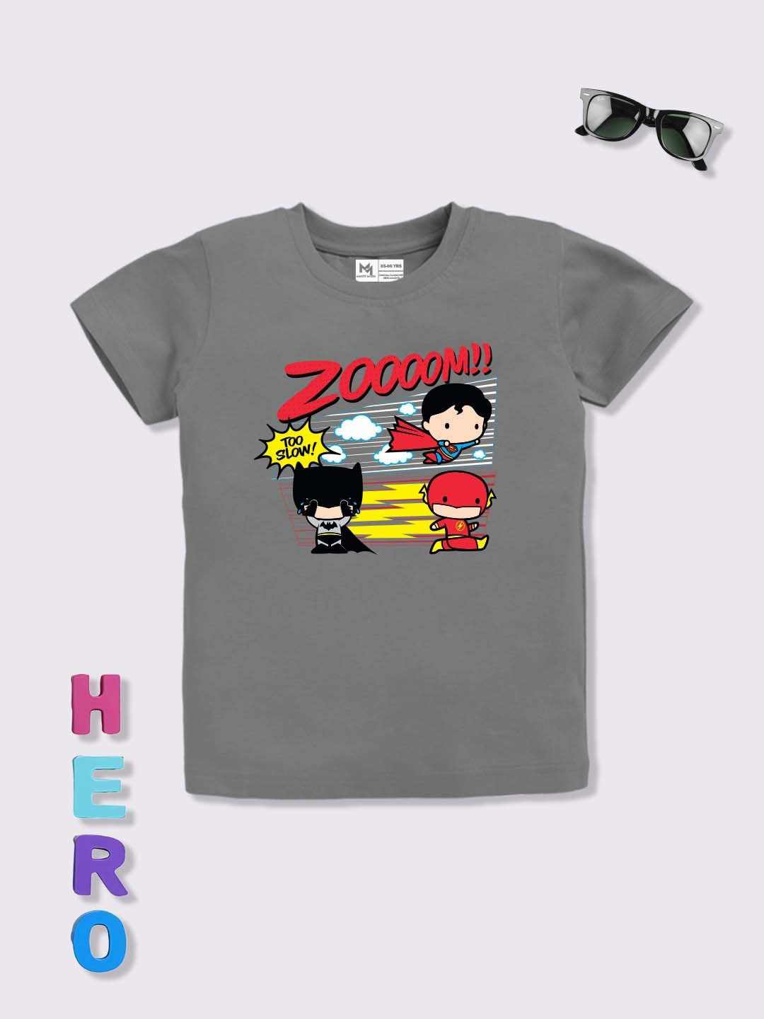 YK X Minute Mirth Boys Pure Cotton Justice League Printed T-shirt