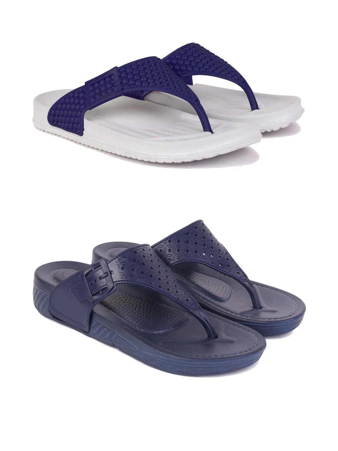 DRACKFOOT Women EVA Solid Thong Flip-Flops Pack Of 2