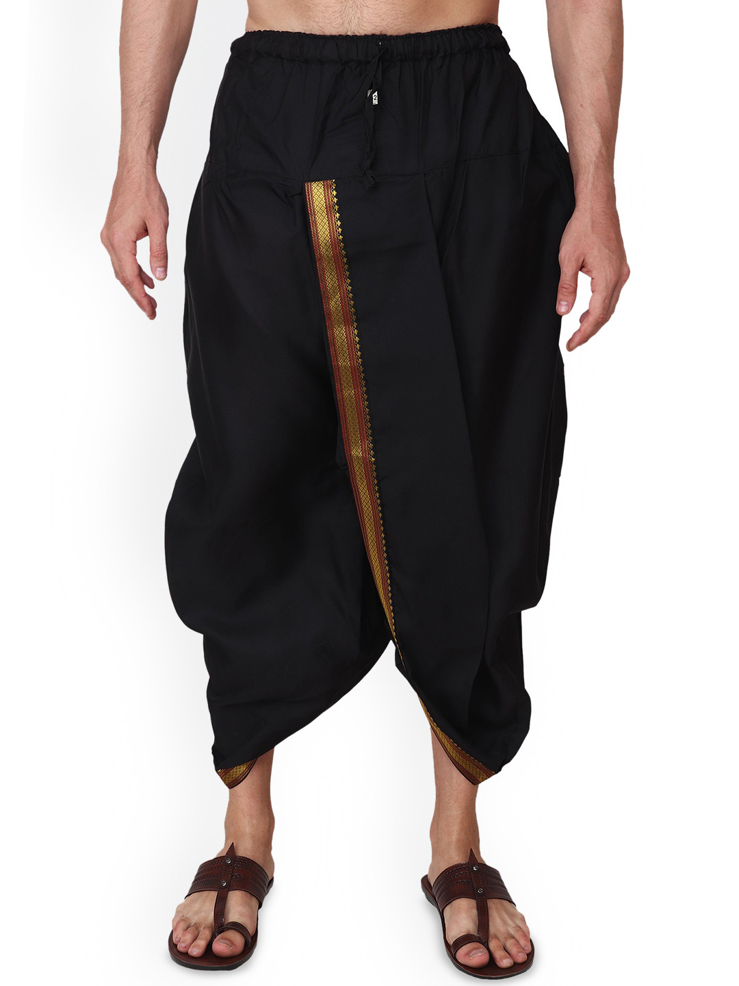RAMESHWARAM FABRICS Men Woven design With Pleats Ready to Wear Dhoti Pants