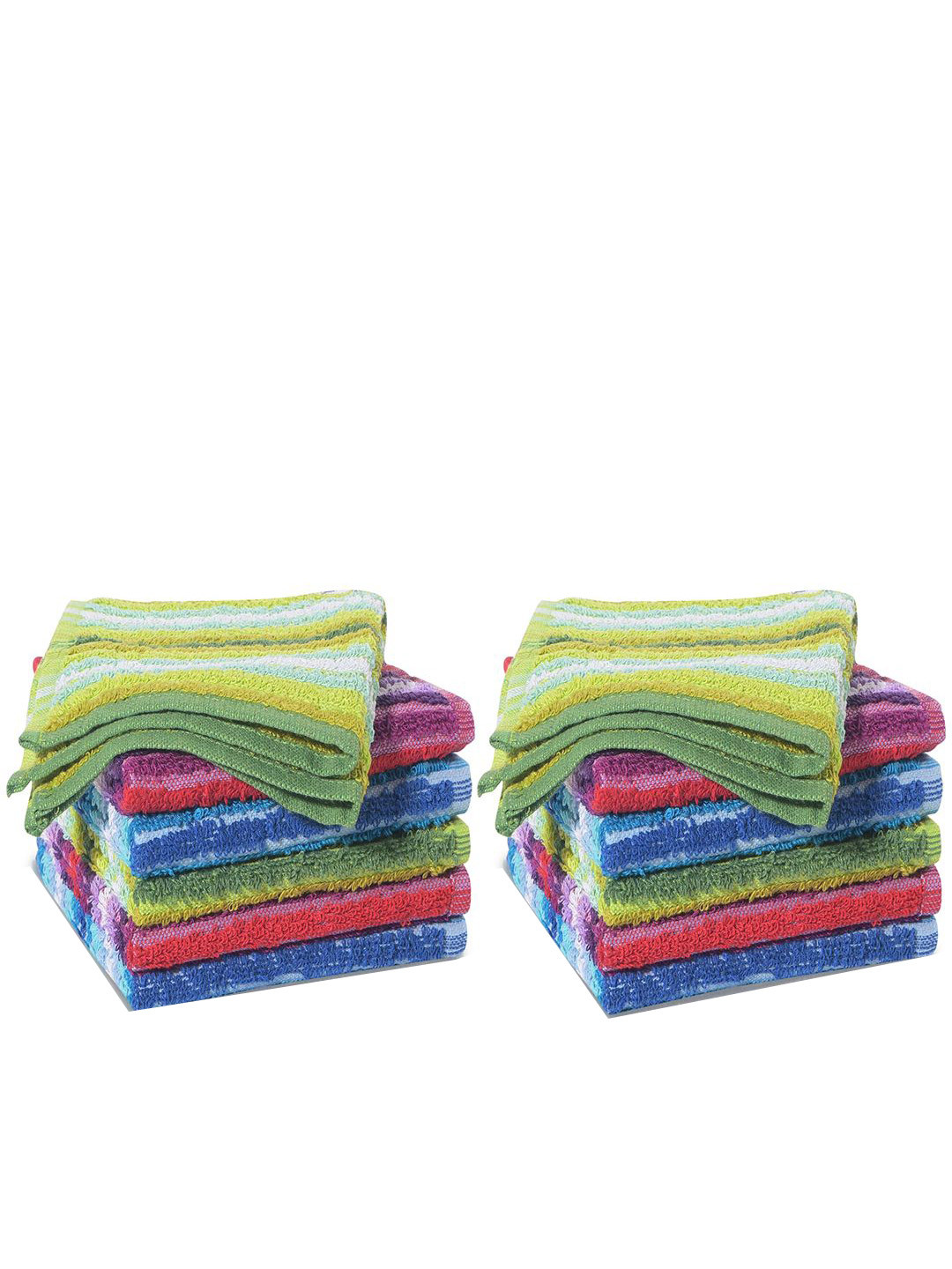 Kuber Industries Green & Blue 12 Pieces Reusable Cotton Kitchen Cleaning Towels