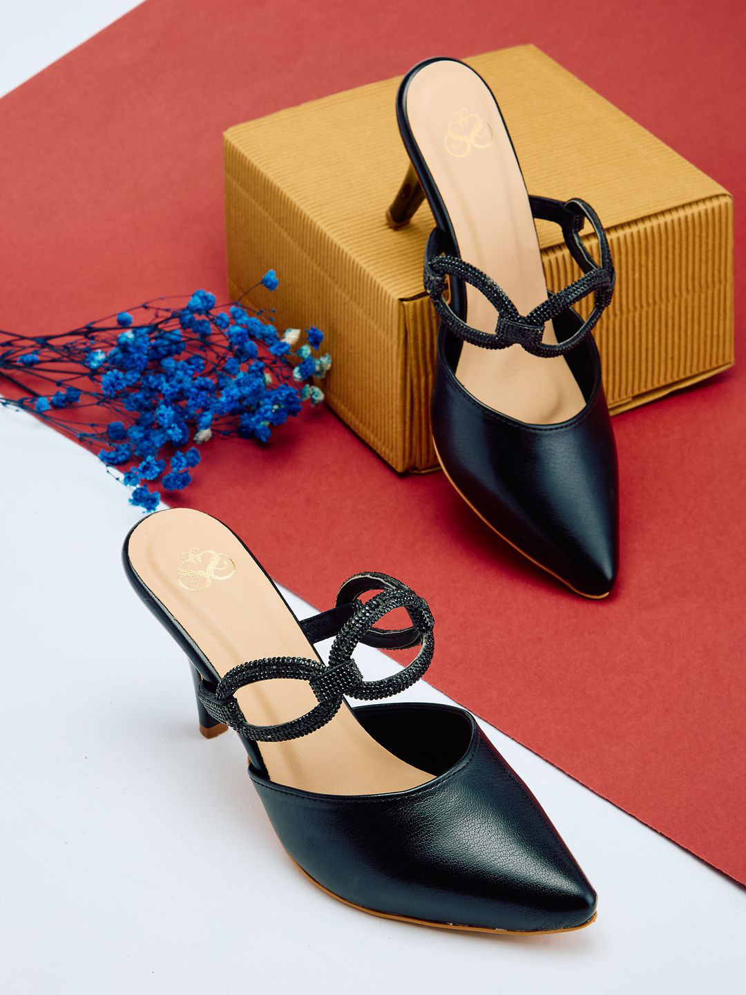 Sole To Soul Women Pointed Toe Slim Heel Mules