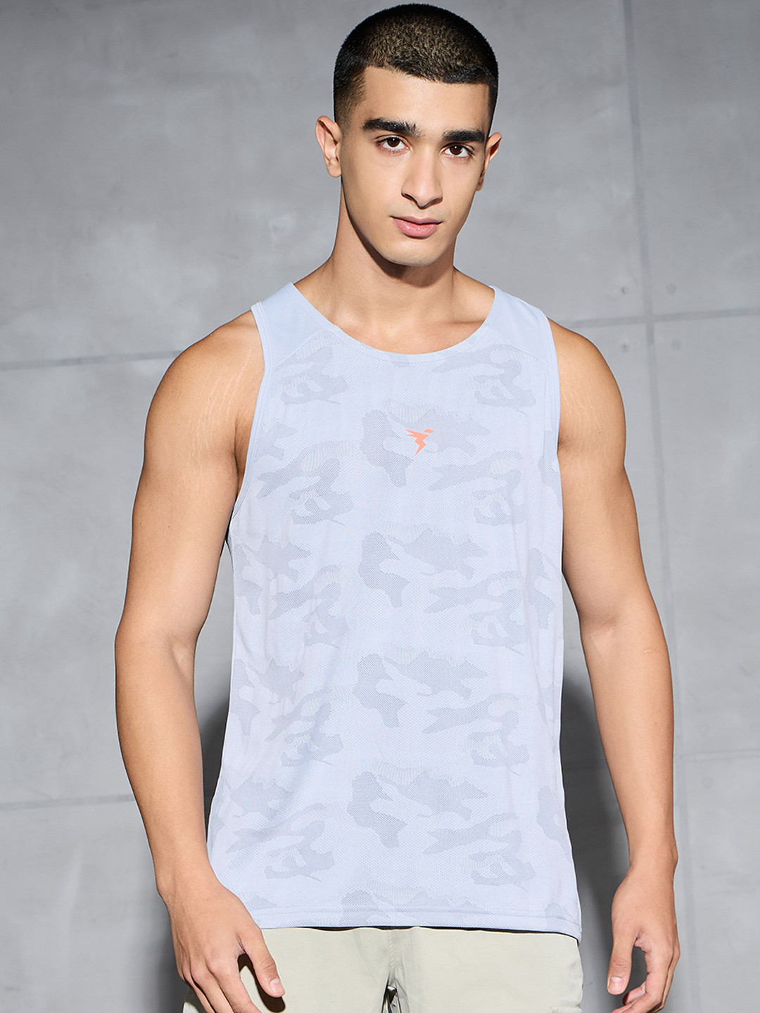 Technosport Slim Fit Round Neck Sports Gym Vest With Ventmesh MVP642MBMMED