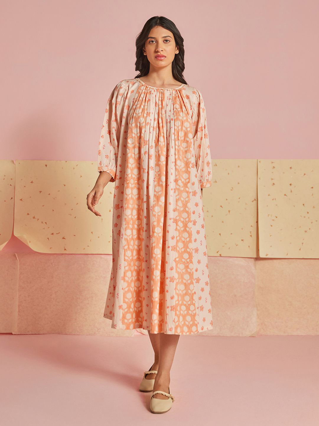 The Yellow Bow Melony Cotton Modal Block Printed Dress