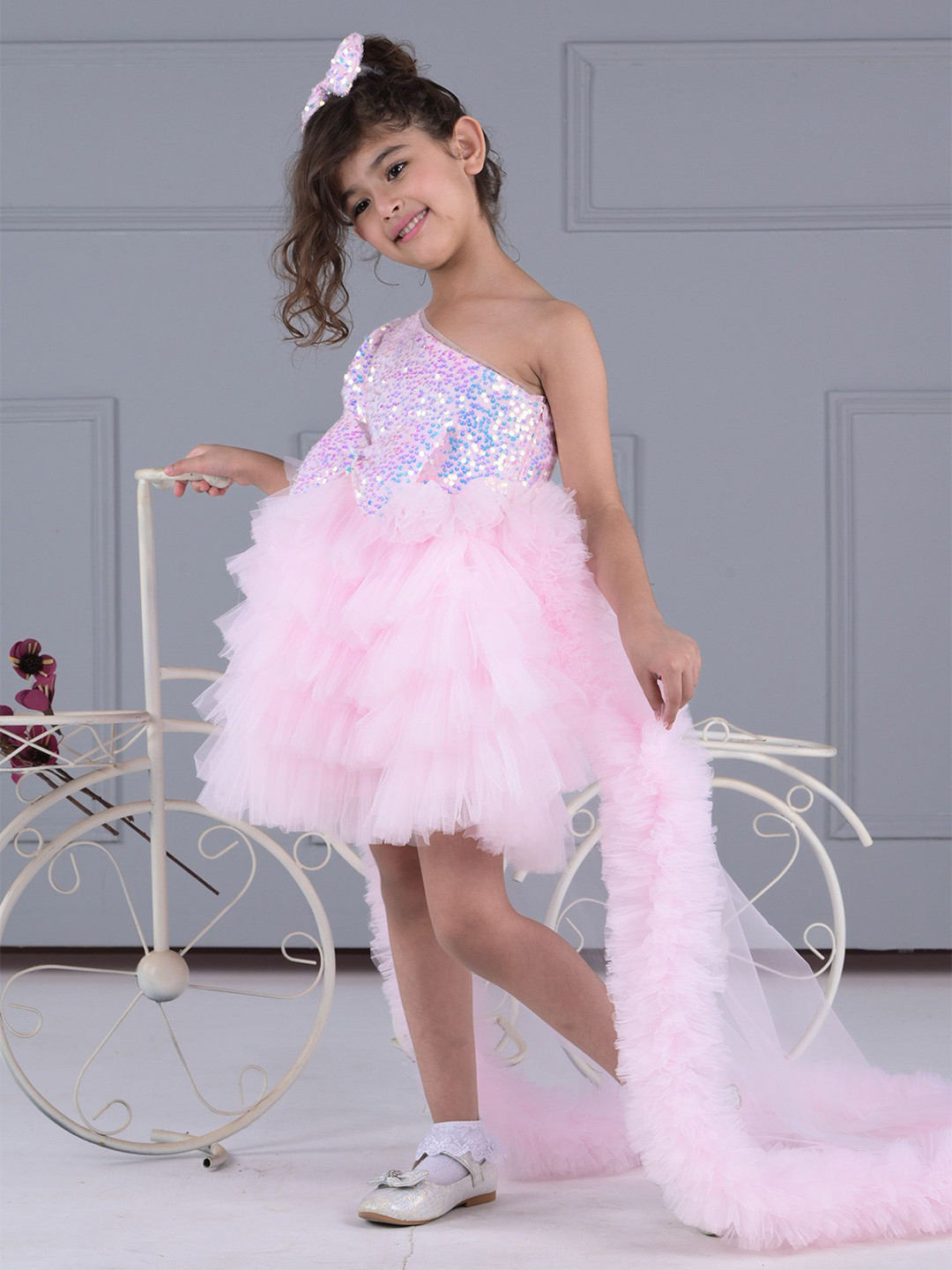 Foreverkidz Girls Twinkling Stardust Dress With Trail