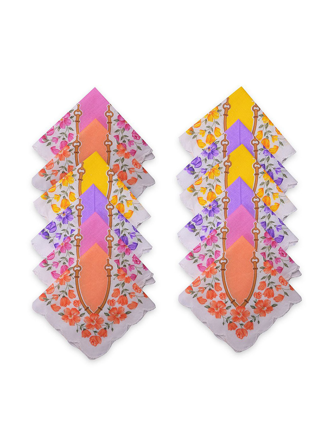 Kuber Industries 12-Pcs Printed Star Cutwork Pure Cotton Handkerchiefs