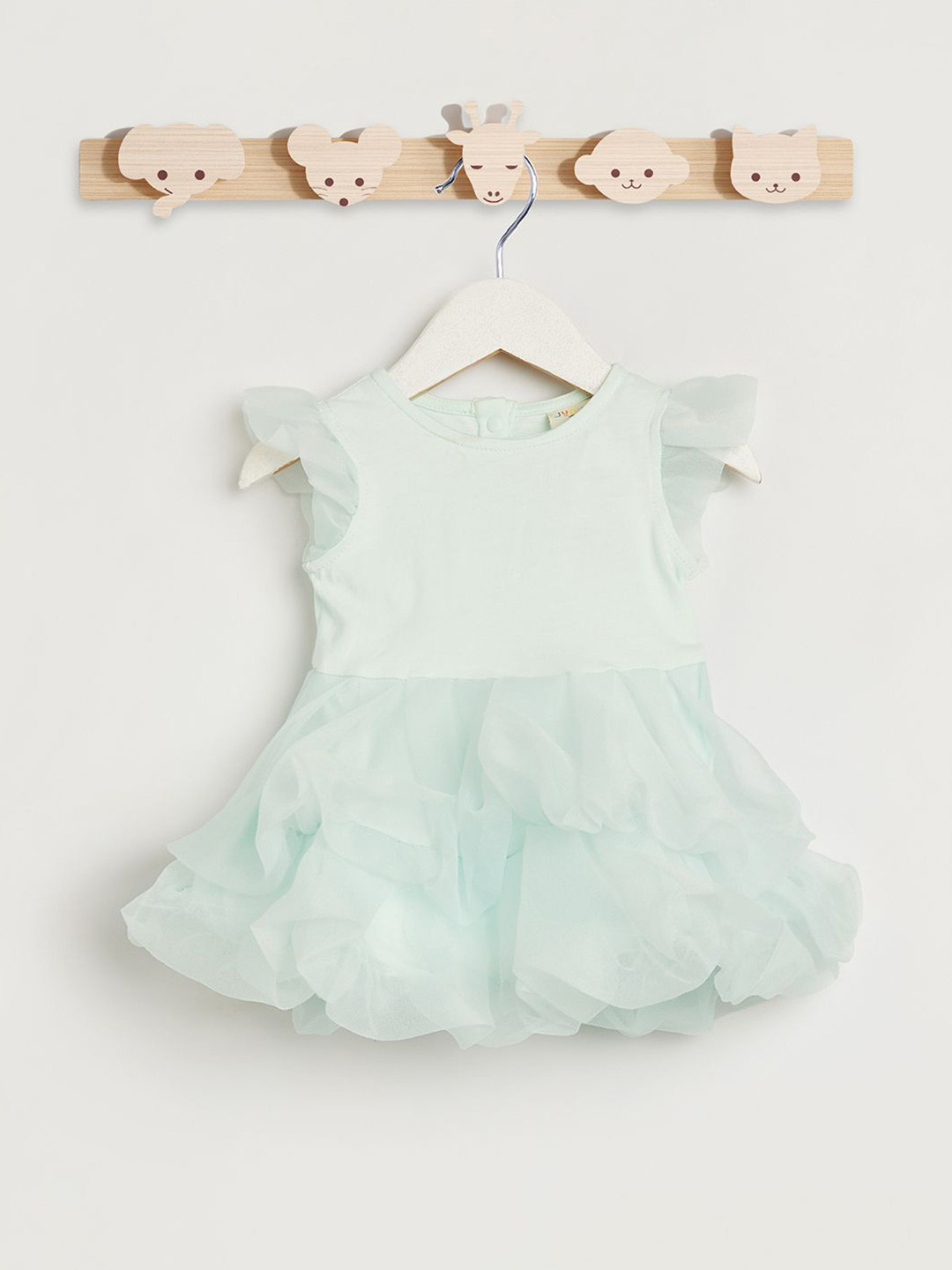 Juniors by Babyshop Girls Self Design Ruffles Cotton Fit & Flare Dress