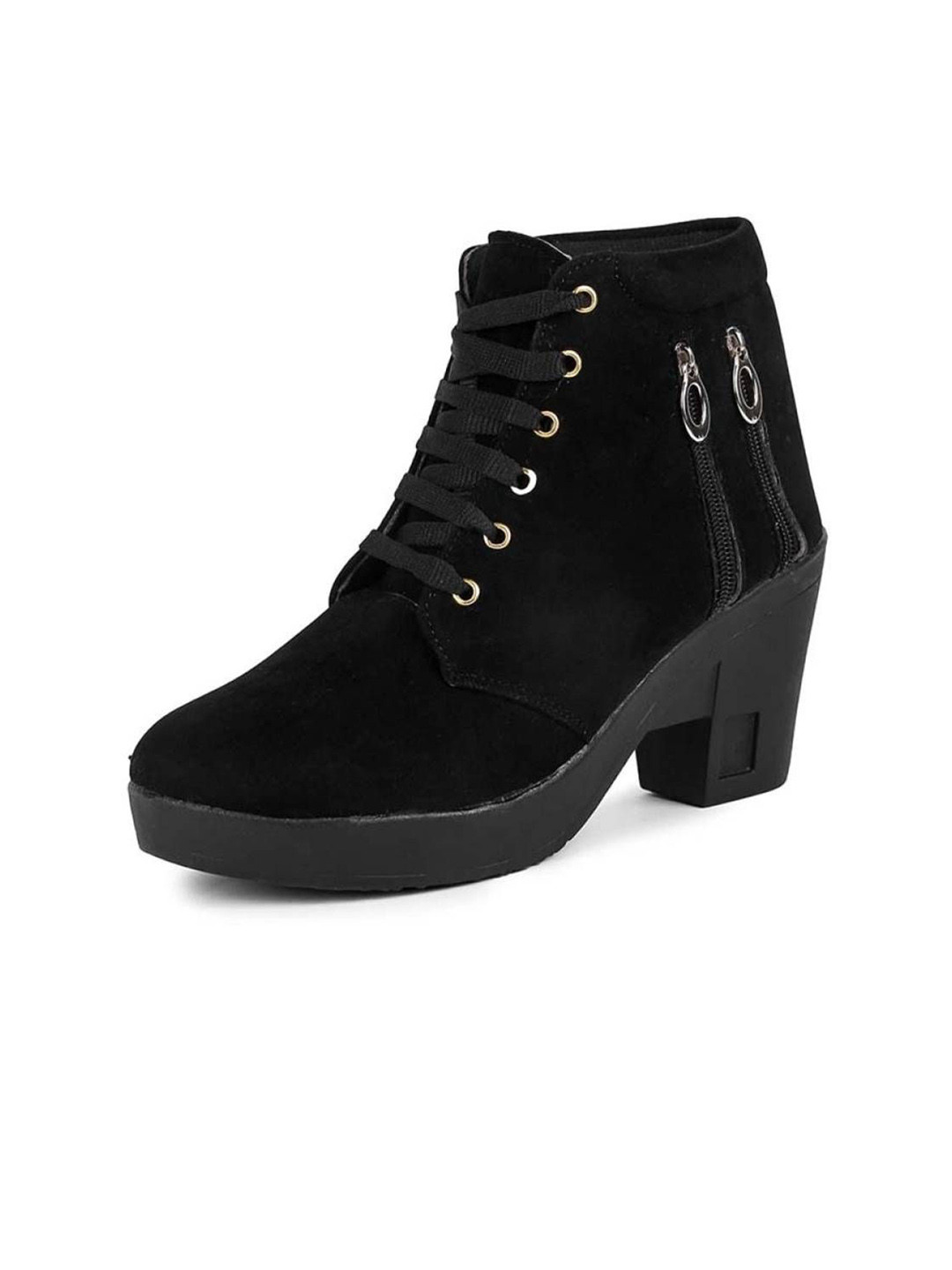 SHOE LAB Women Round Toe Lace-Ups Boots