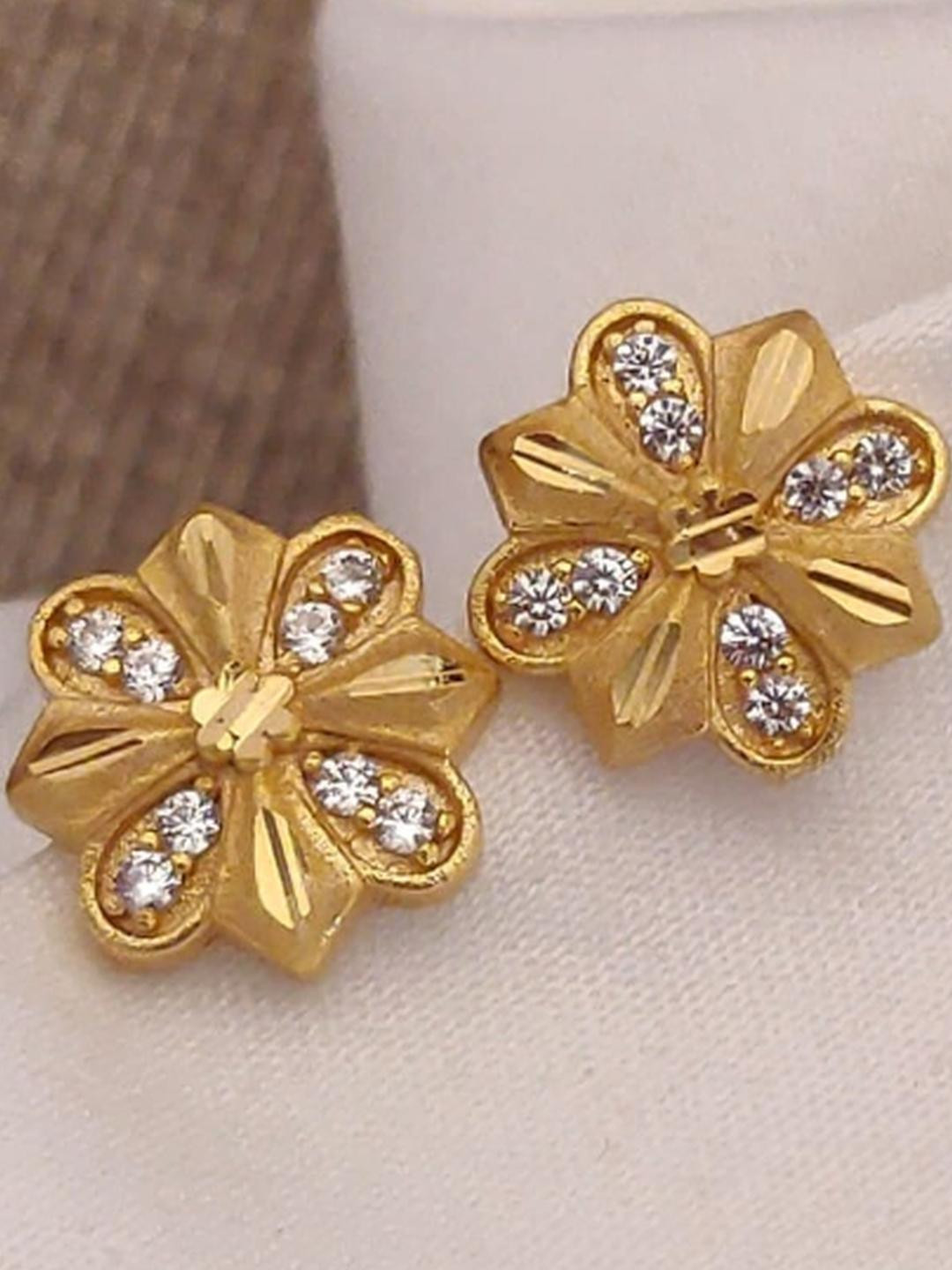 RACHANA FASHION Women's Gold Floral Studs Earrings