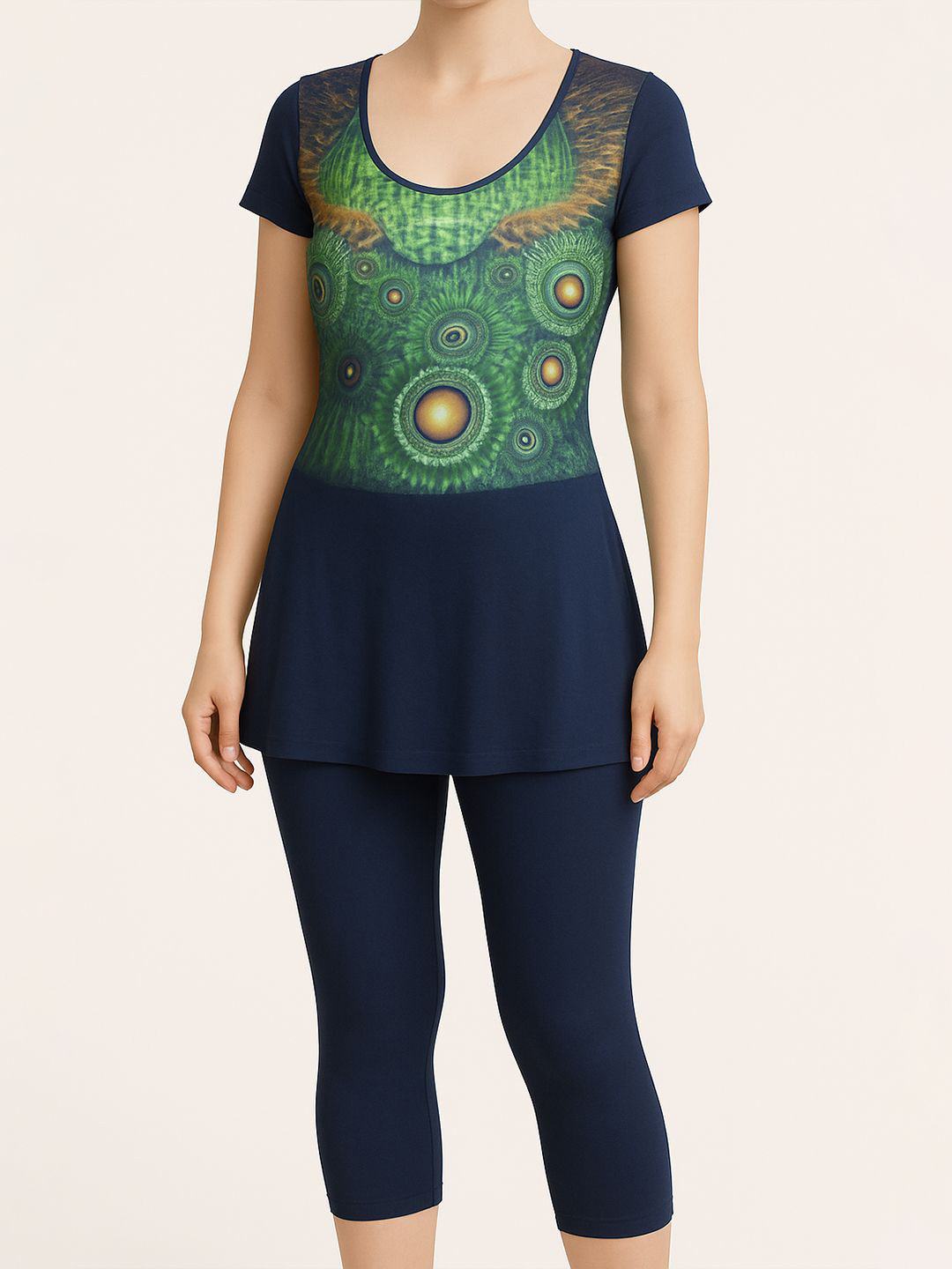 LYCOT Printed Swimming Dress With Attached Shorts