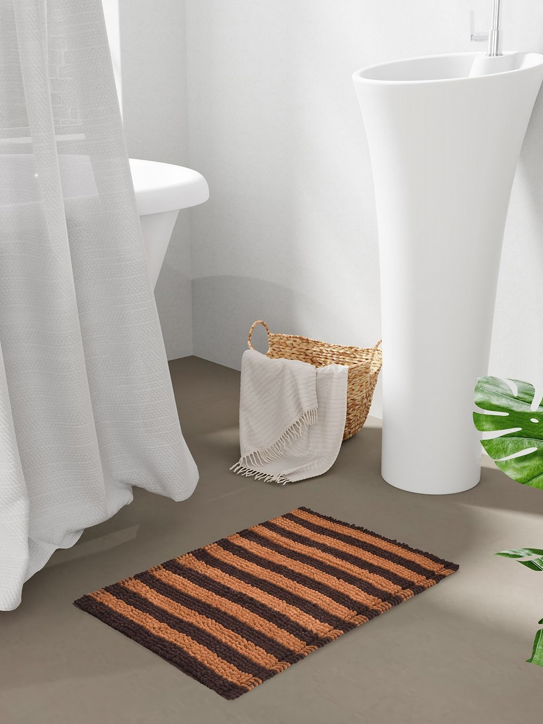 STELLAR HOME Maimi Brown & Rusted -Coloured Textured 1500 GSM BathRugs