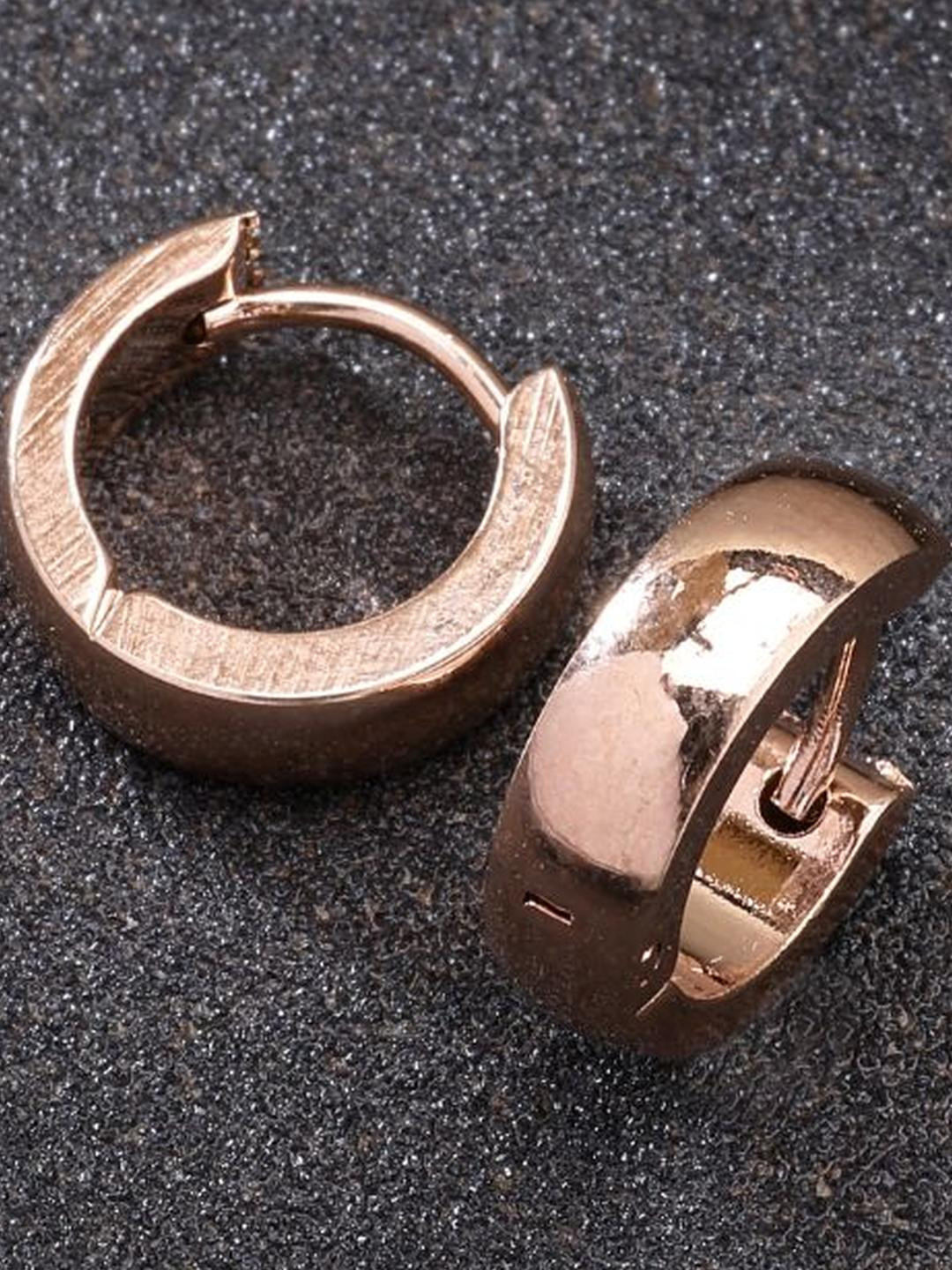 Roadster Men Rose Gold Stainless Steel Hoop Earrings