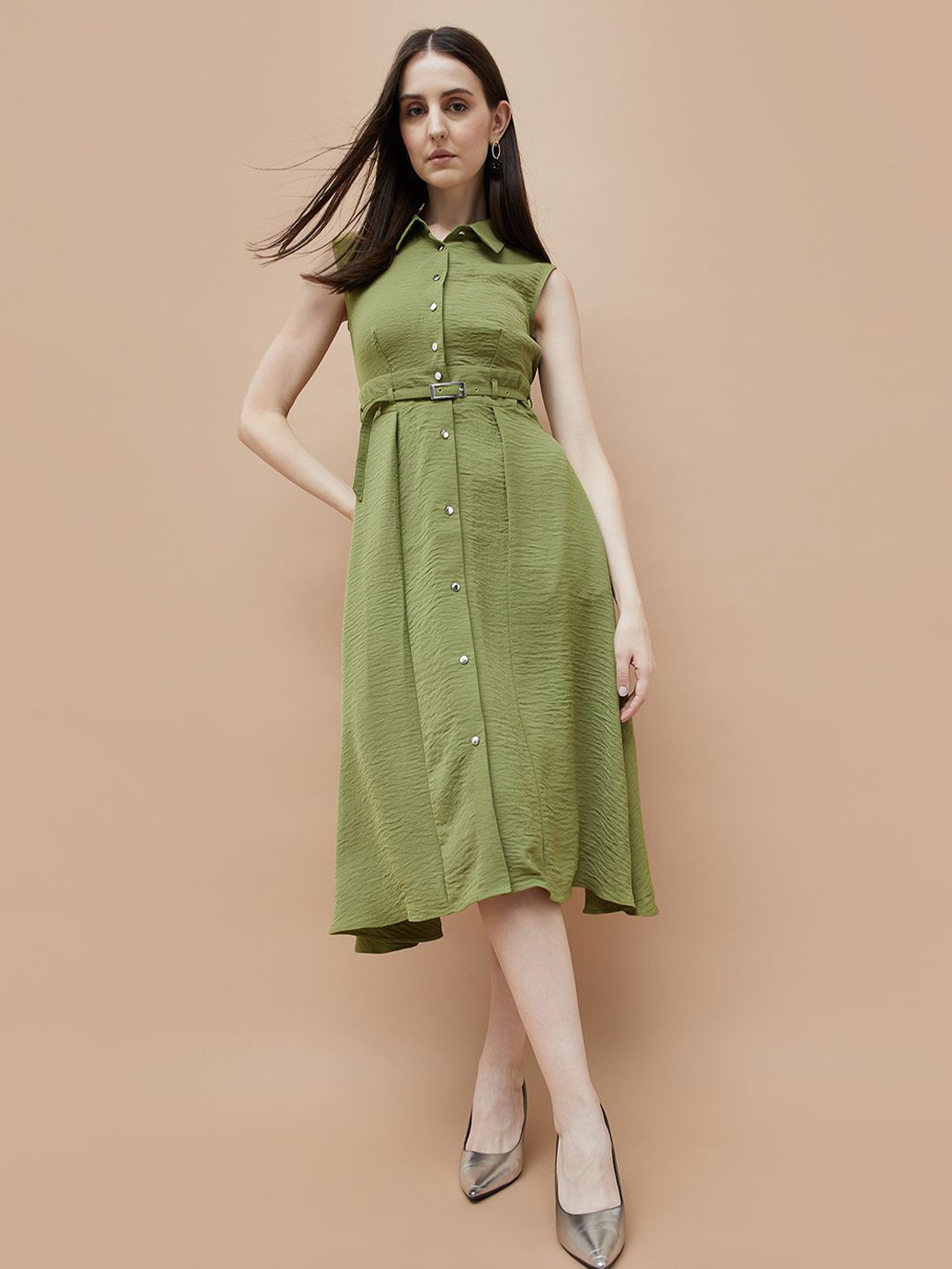 CODE by Lifestyle Women Belted Detailed Shirt Midi Dress