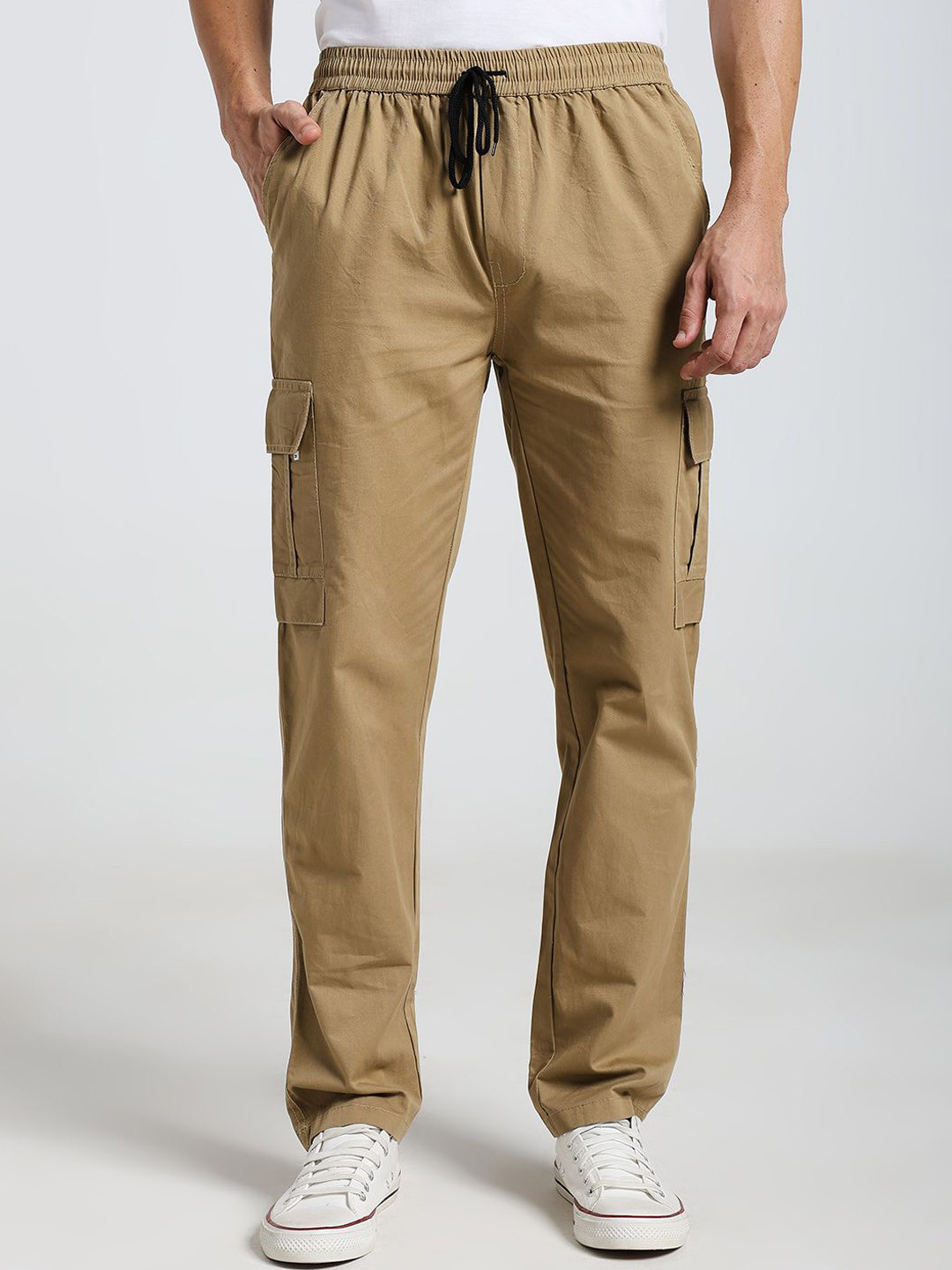 VOGAAN Men Relaxed Fit Mid-Rise Cotton Cargos