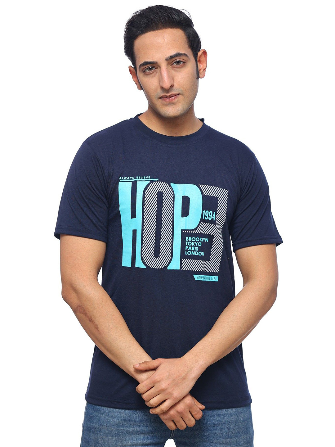 SKYBEN Typography Printed Round Neck Pure Cotton T-Shirt