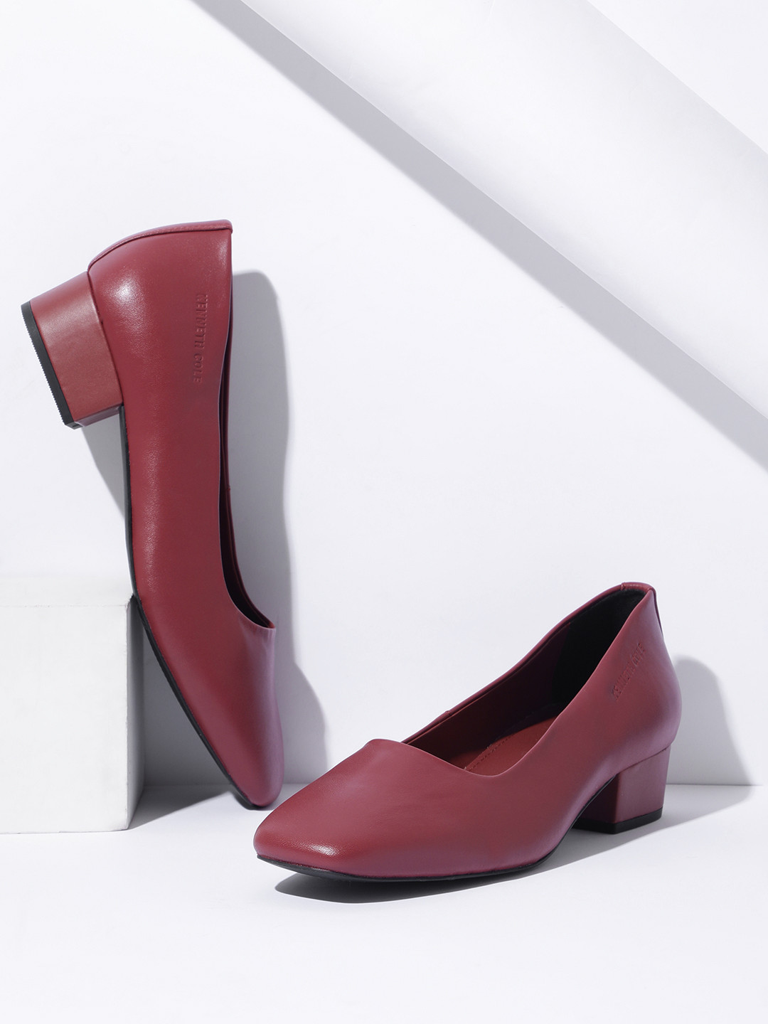 Kenneth Cole Block Heel Leather Pumps