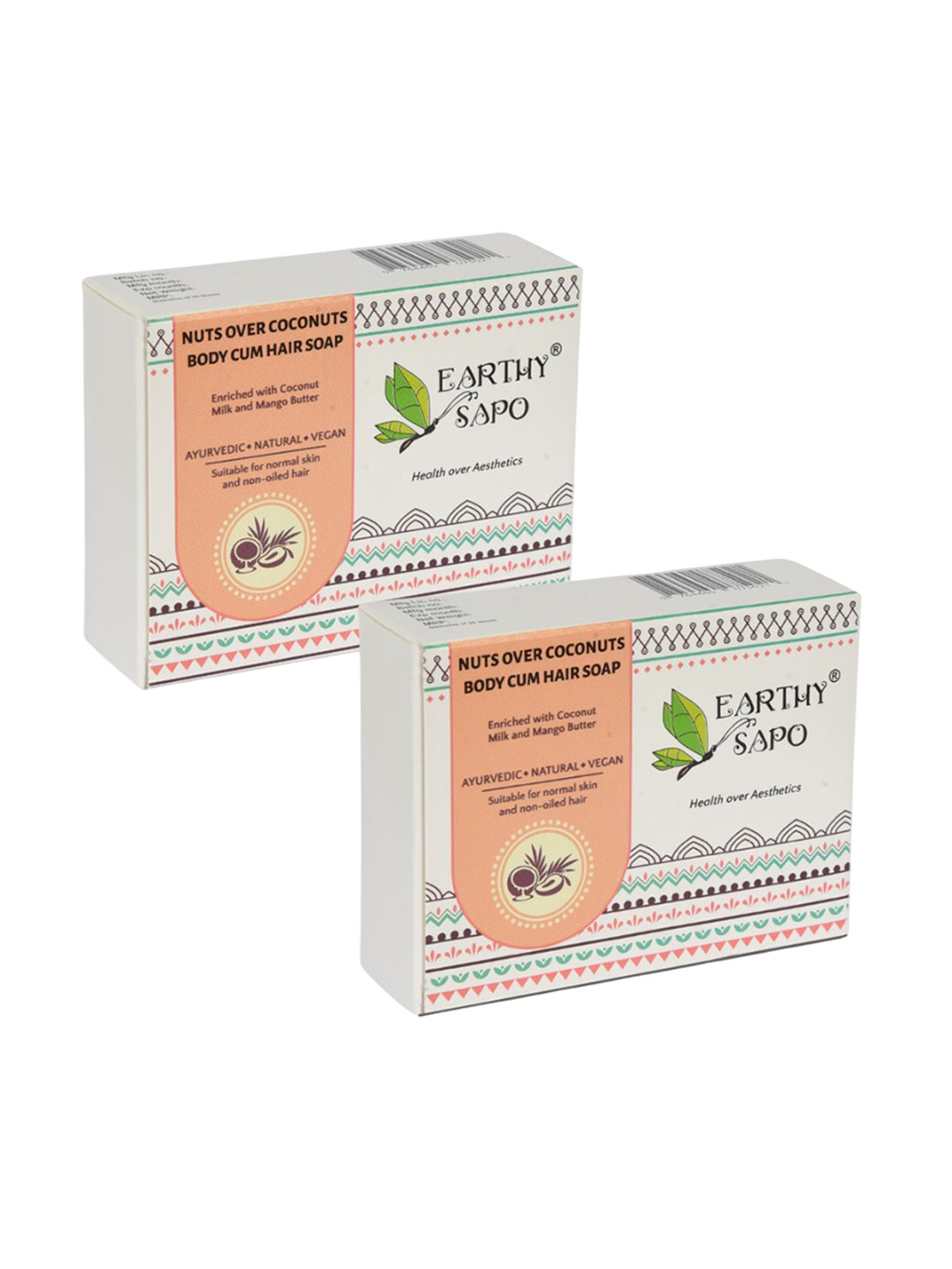 EARTHY SAPO Set Of 2 Nuts Over Coconut Body & Hair Soap - 100 g Each