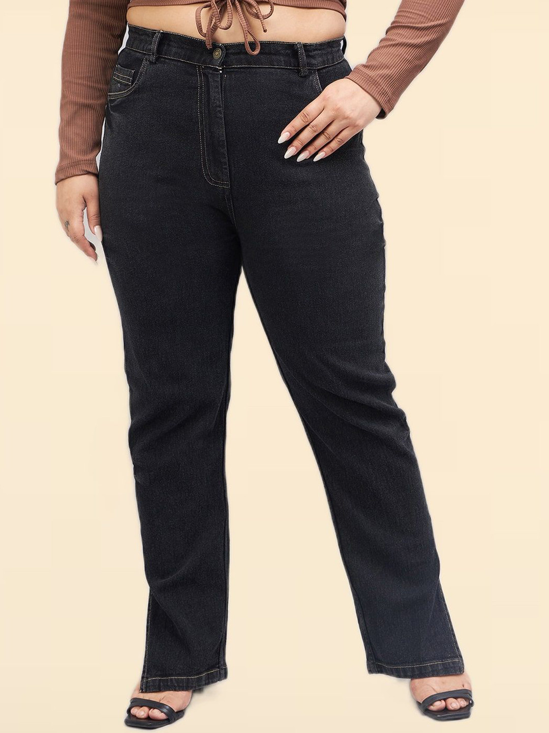 Sztori Women Plus Size Bootcut High-Rise Stretchable Denim Jeans