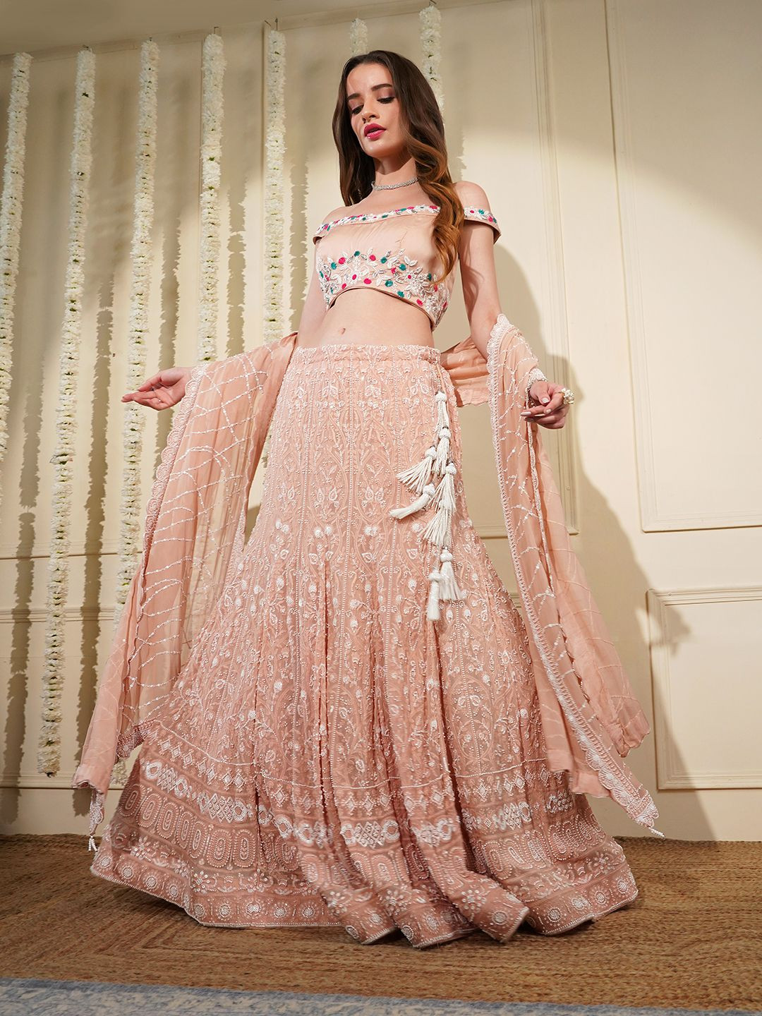 MILU MADAN Embellished Thread Work With Dupatta