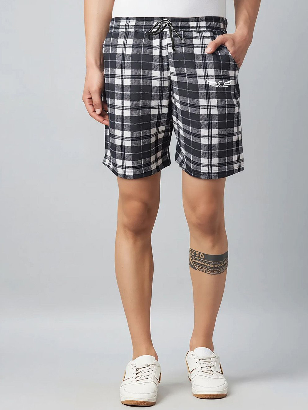 CHROME & CORAL Men Checked Technology Shorts
