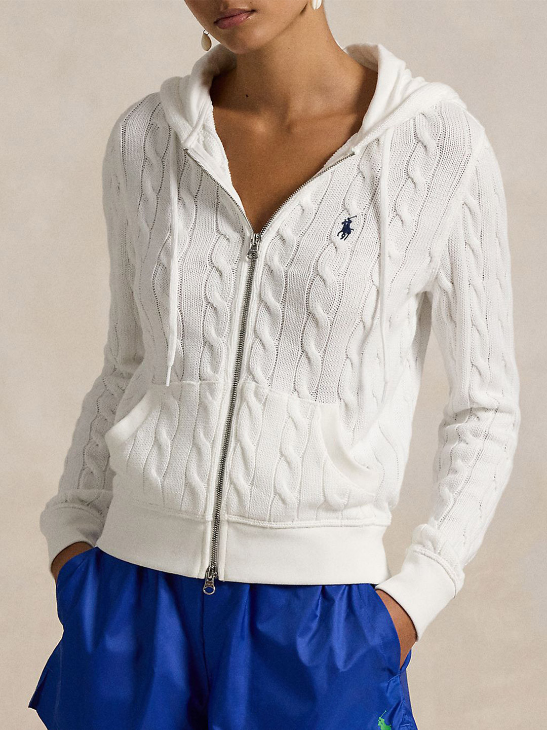 Polo Ralph Lauren Women Cable-Knit Pure Cotton Sweatshirts