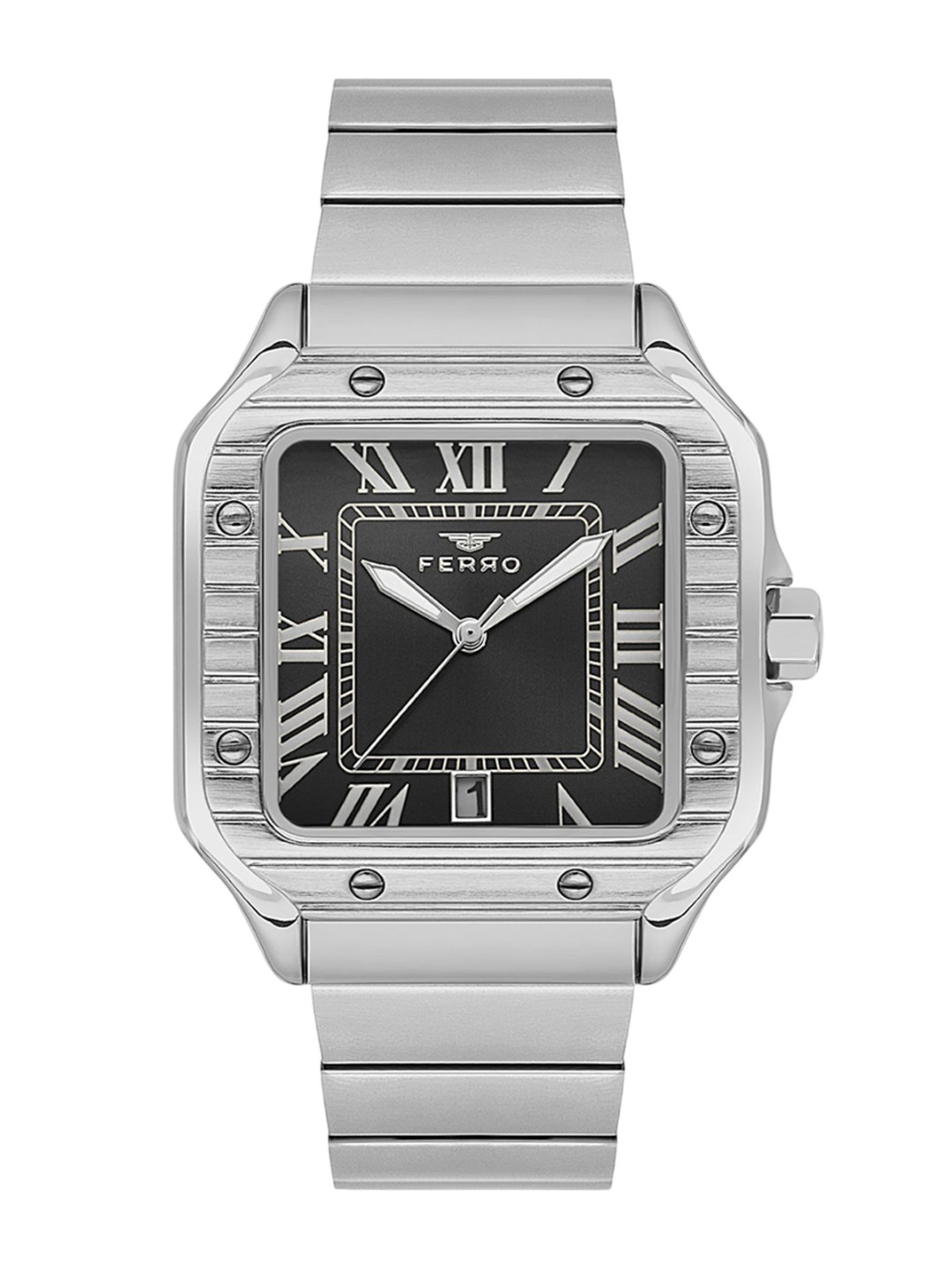 Ferro Men Brass Dial & Stainless Steel Bracelet Style Straps Analogue Watch F11448A-A2