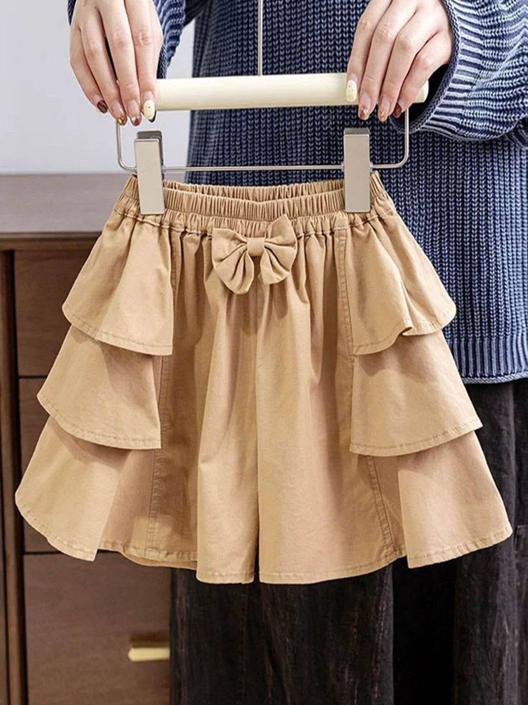 INCLUD Girls Loose Fit Ruffled Flared Hem Shorts