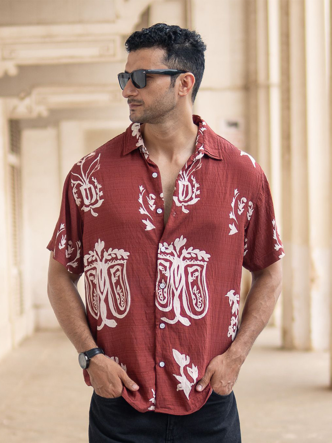 Powerlook Men Abstract Printed Spread Collar Flowy Casual Shirt