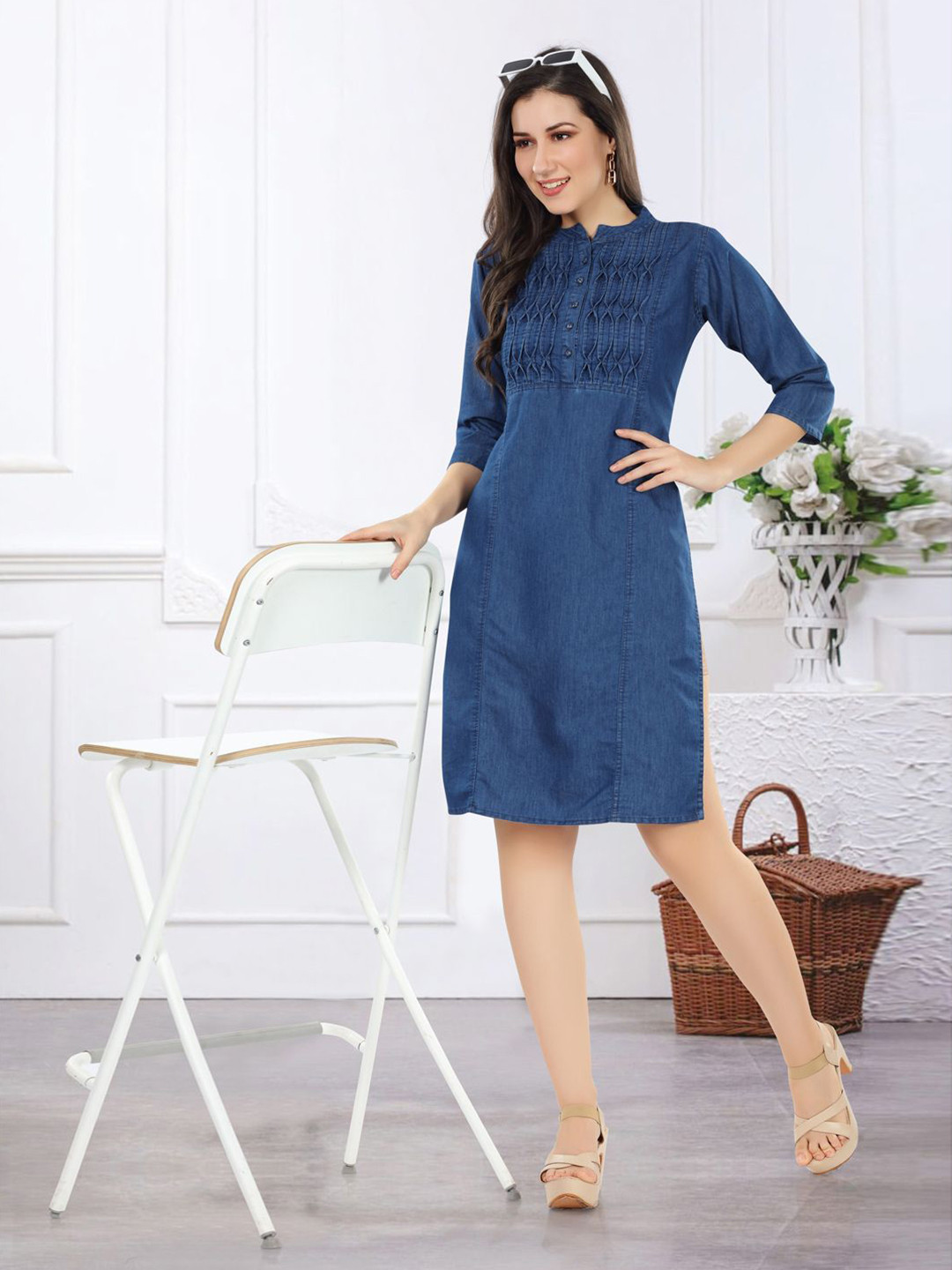 SK Creation Thread Work Denim Thread Work Kurti