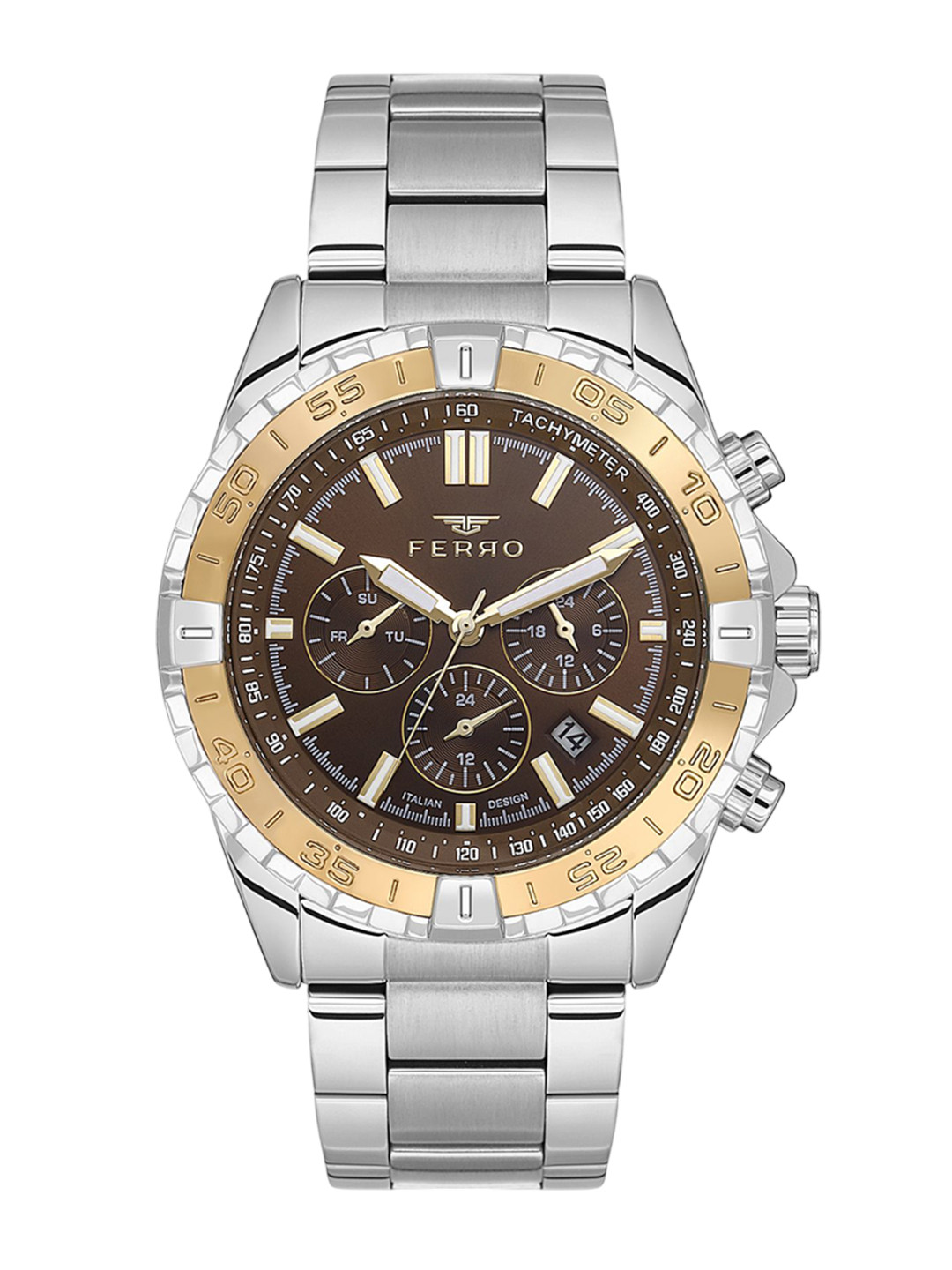 Ferro infinito Men Brass Dial & Stainless Steel Bracelet Style Straps Analogue Watch