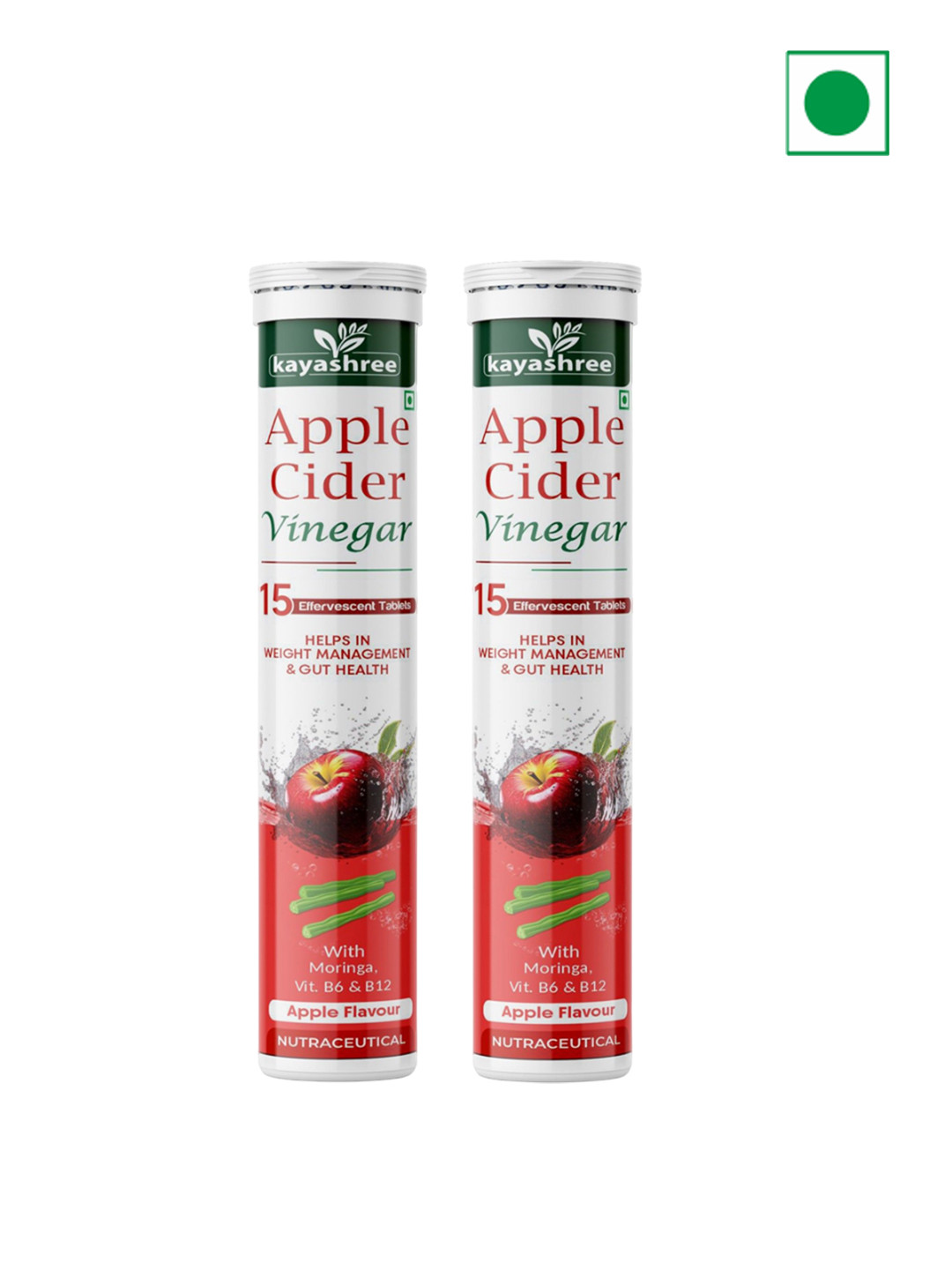 Kayashree 2 Pieces Apple Cider Vinegar Effervescent Tablets - 15 Effervescent Tablets Each