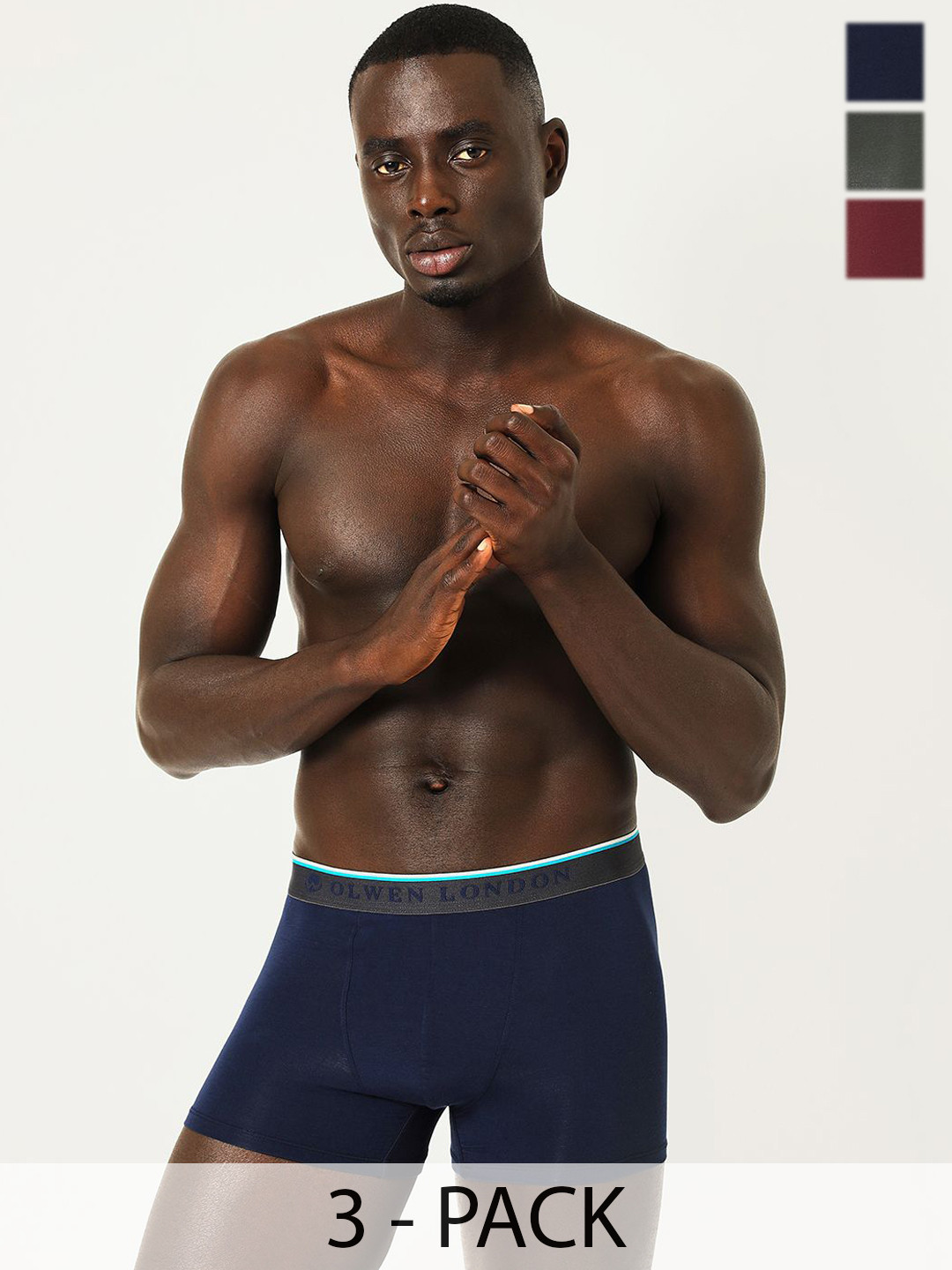 OLWEN 3-Pcs Trunks MD-BF-PO3-Wine Noir-Pebble-Imperial-S-Wine Noir & Platinum & Imperial