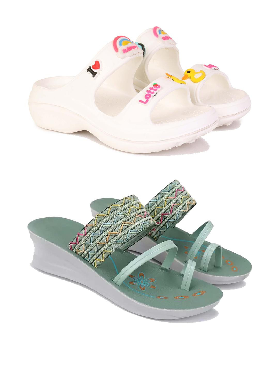 DRACKFOOT Women Set Of 2 Self Design Sandals